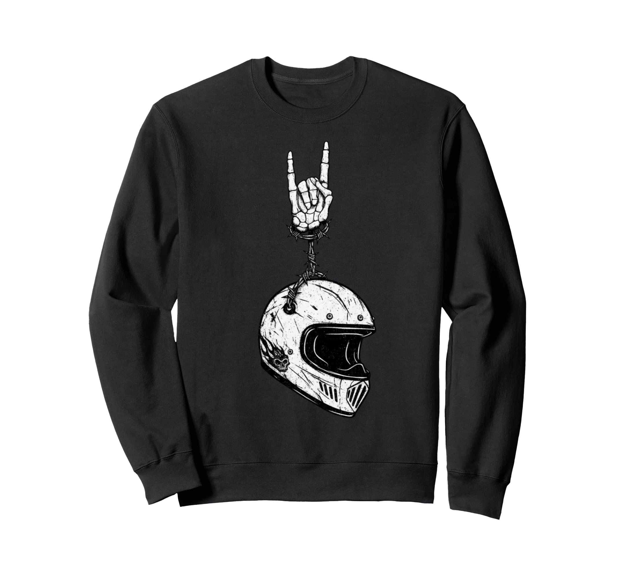 Motorcycle Biker Helmet 90S Alt Metal Sweatshirt - Graphic Print for Adults - T-Shirt, Sweatshirt, Hoodie