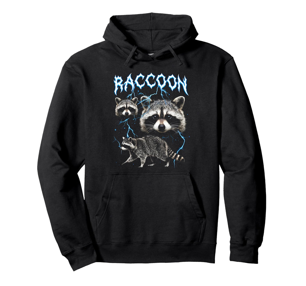 Raccoon 90S Heavy Metal Raccoon Animal Hoodie - Custom Art Print Men Women - T-Shirt, Sweatshirt, Hoodie