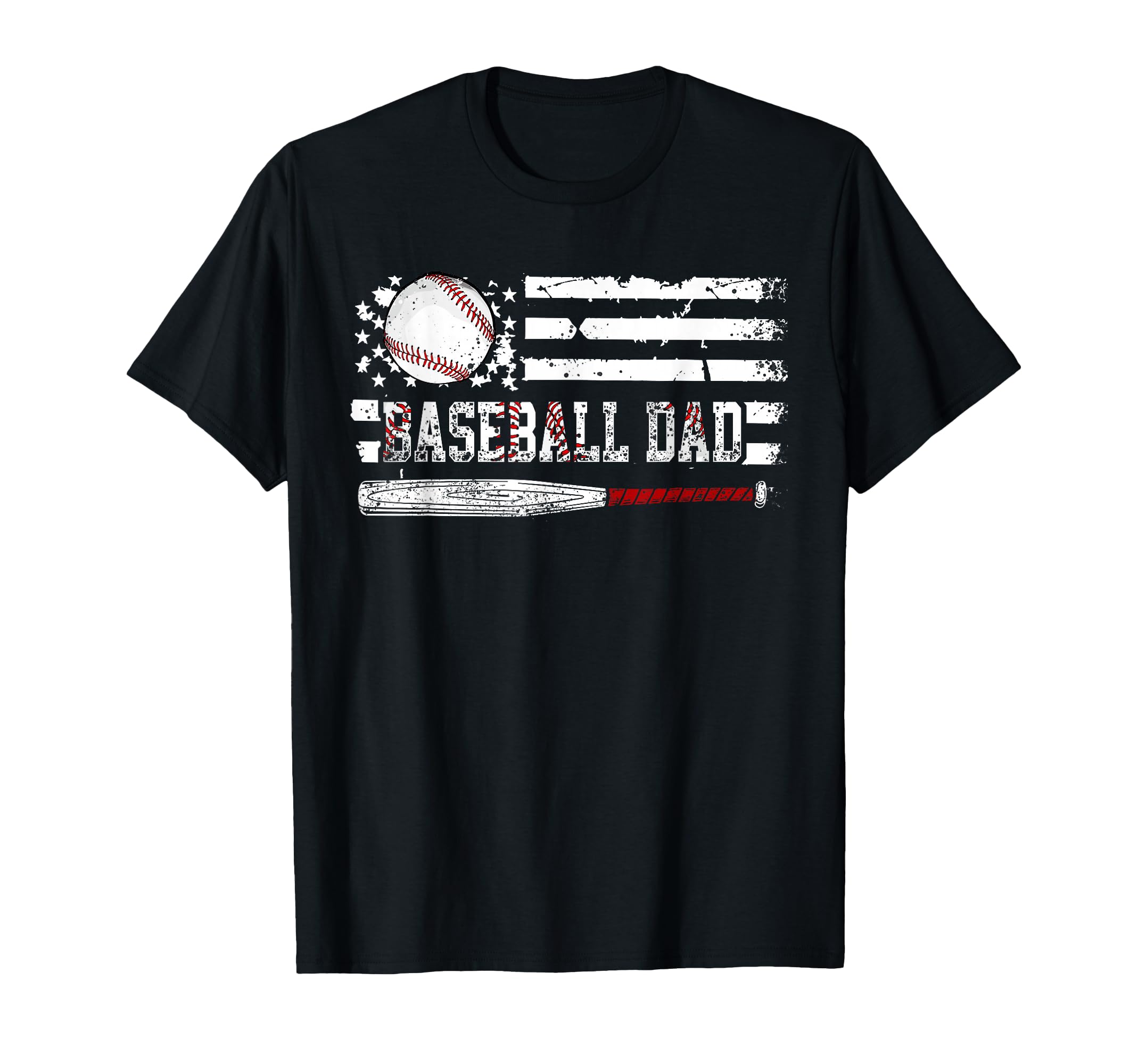 Baseball Dad American Flag Patriotic T-Shirt - Custom Art Print Men Women - T-Shirt, Sweatshirt, Hoodie