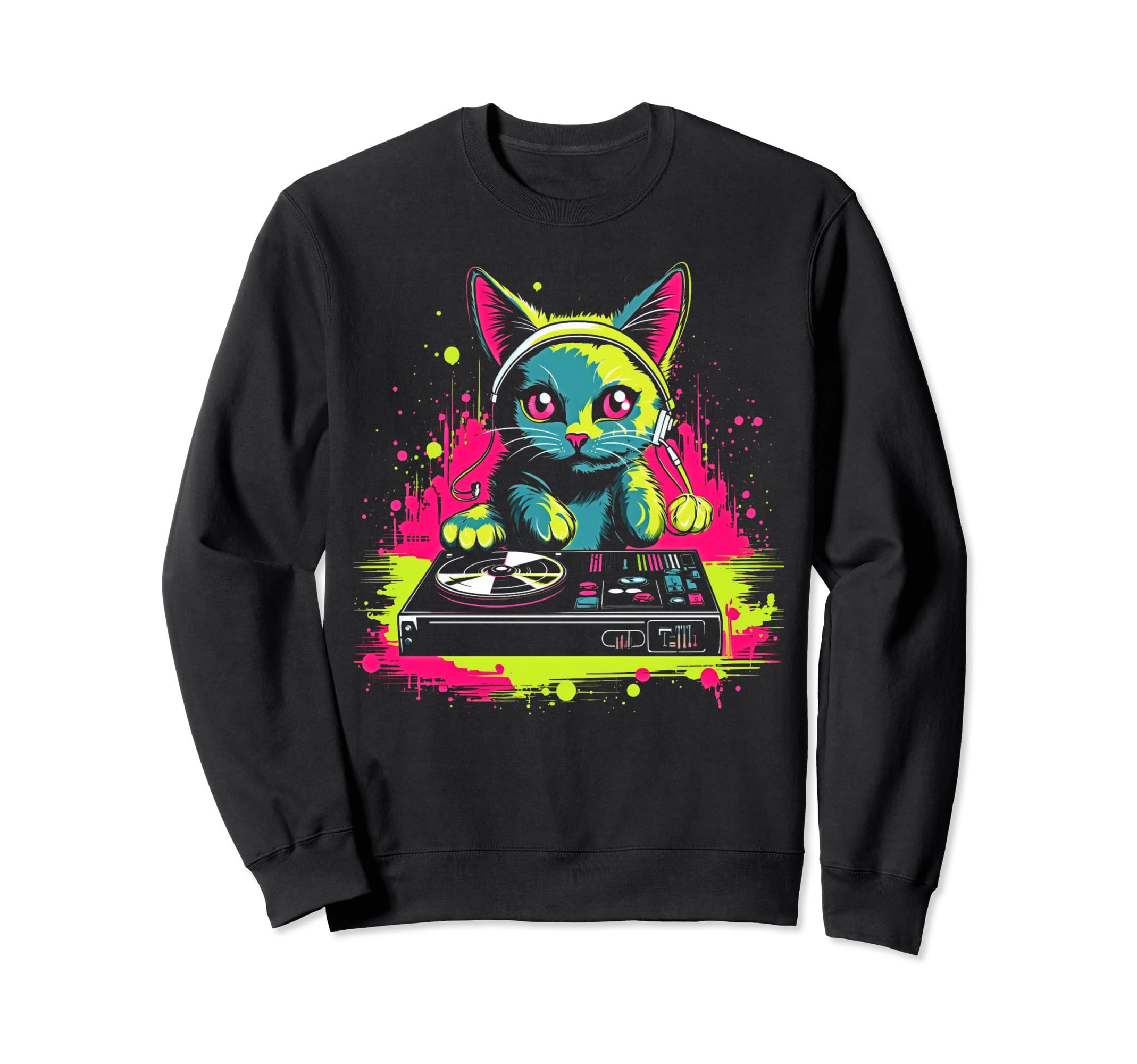 Kawaii Cat Dj Japanese Edm Y2K Sweatshirt - Trendy Graphic Men Women - T-Shirt, Sweatshirt, Hoodie