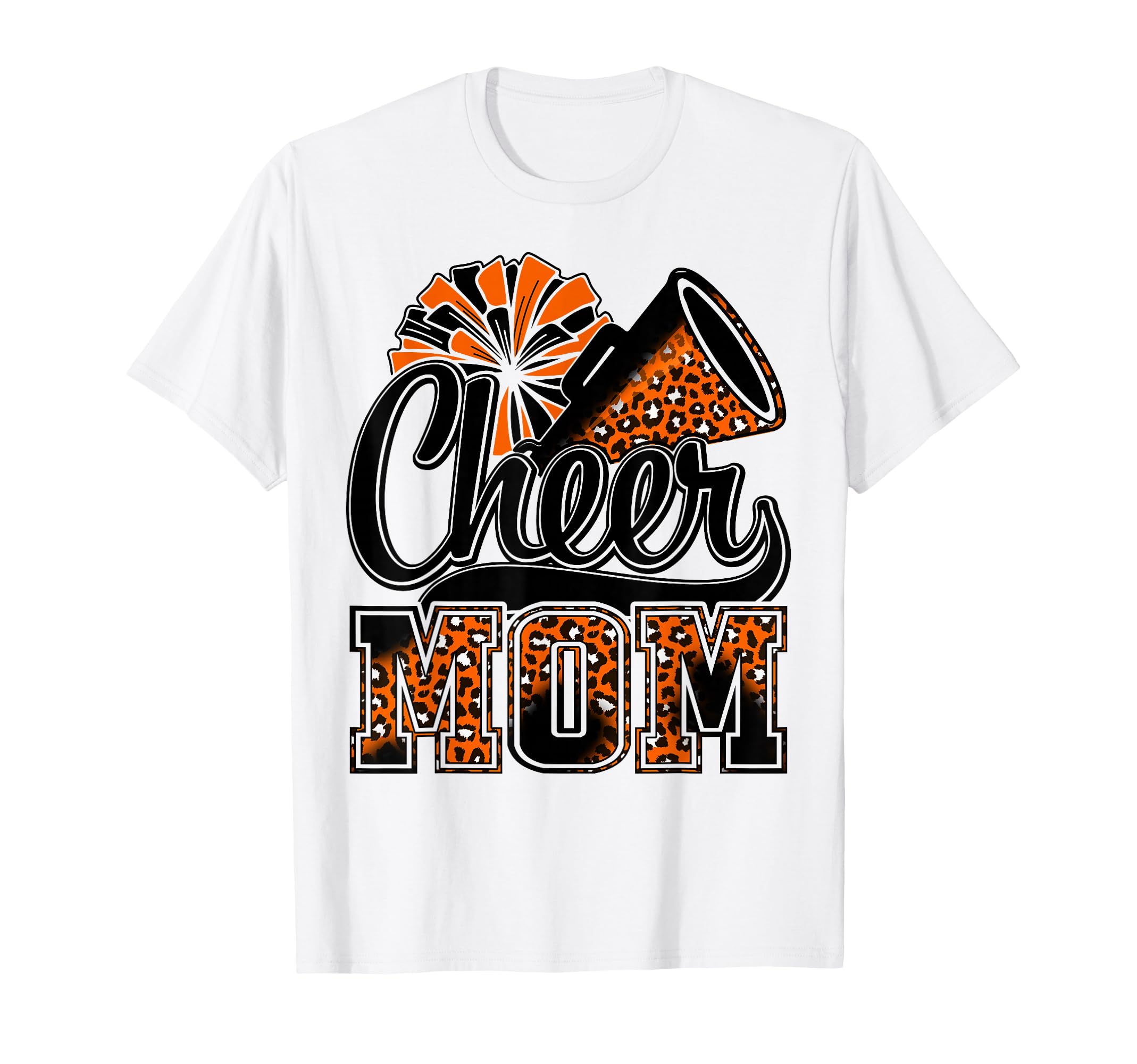 Cheer Mom Orange Leopard Cheerleader T-Shirt - Minimalist Print Men Women - T-Shirt, Sweatshirt, Hoodie