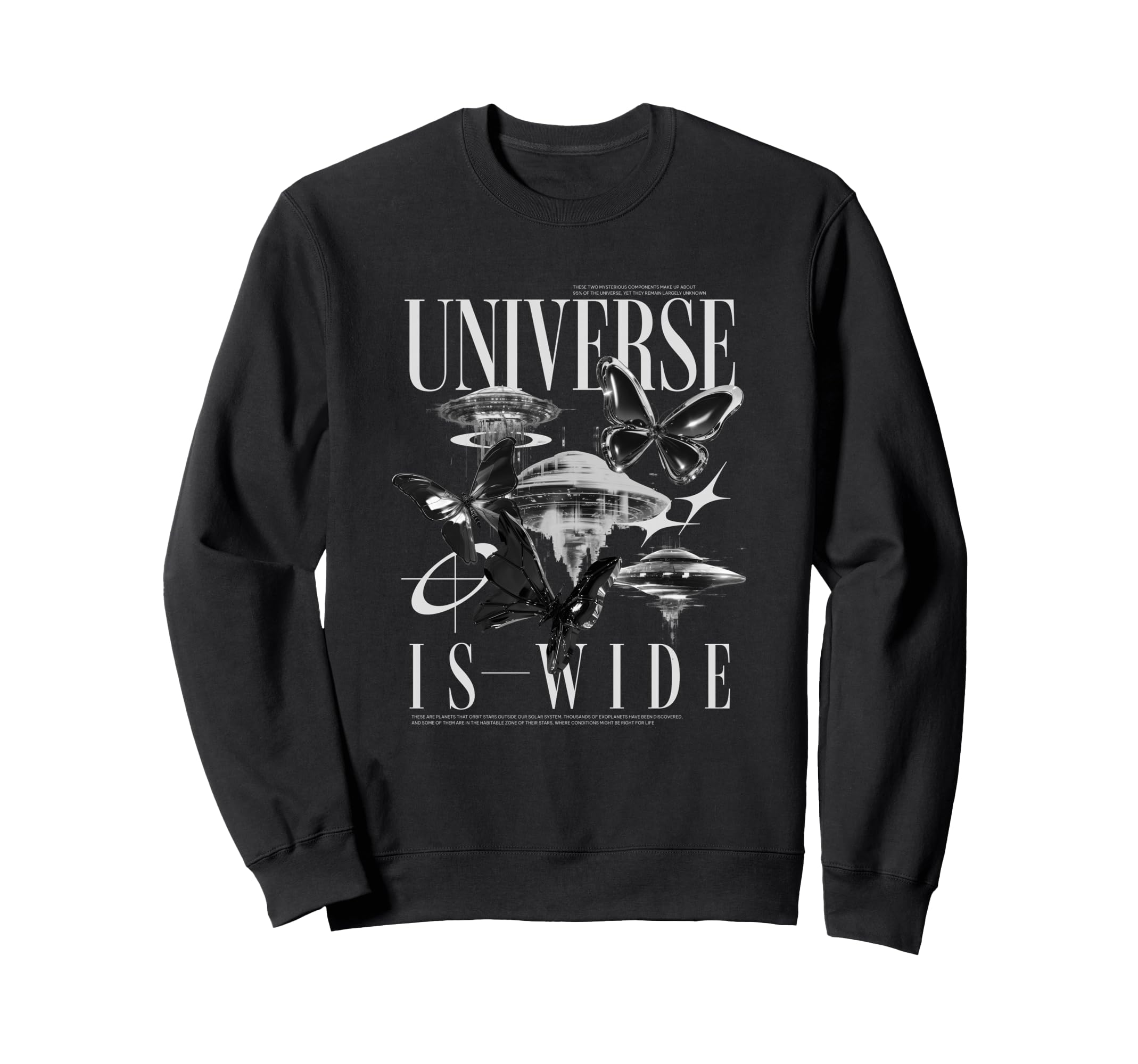 Butterfly Ufo Y2K Grunge Aesthetic Sweatshirt - Novelty Apparel Unisex - T-Shirt, Sweatshirt, Hoodie