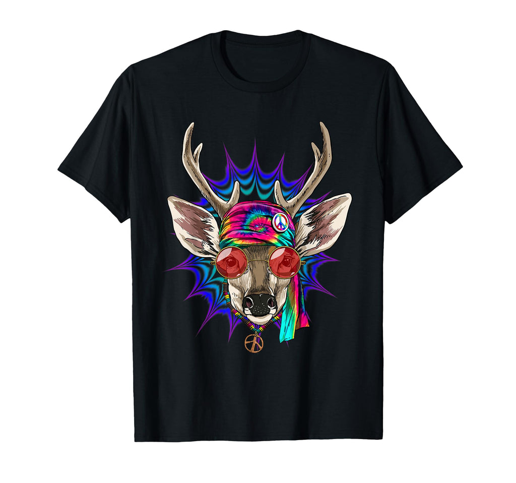 Tie Dye Hippie Deer Hippiness Peace Love T-Shirt - Graphic Print Unisex - T-Shirt, Sweatshirt, Hoodie
