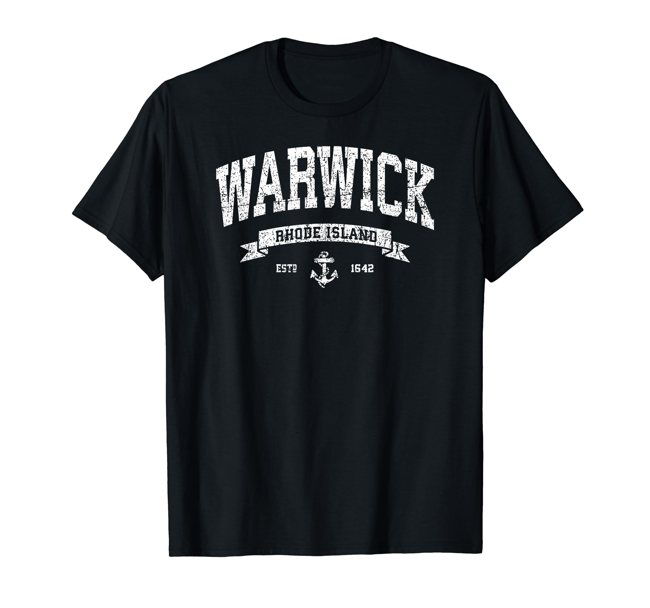 Warwick Rhode Island Distressed T-Shirt - Novelty Apparel for Adults - T-Shirt, Sweatshirt, Hoodie