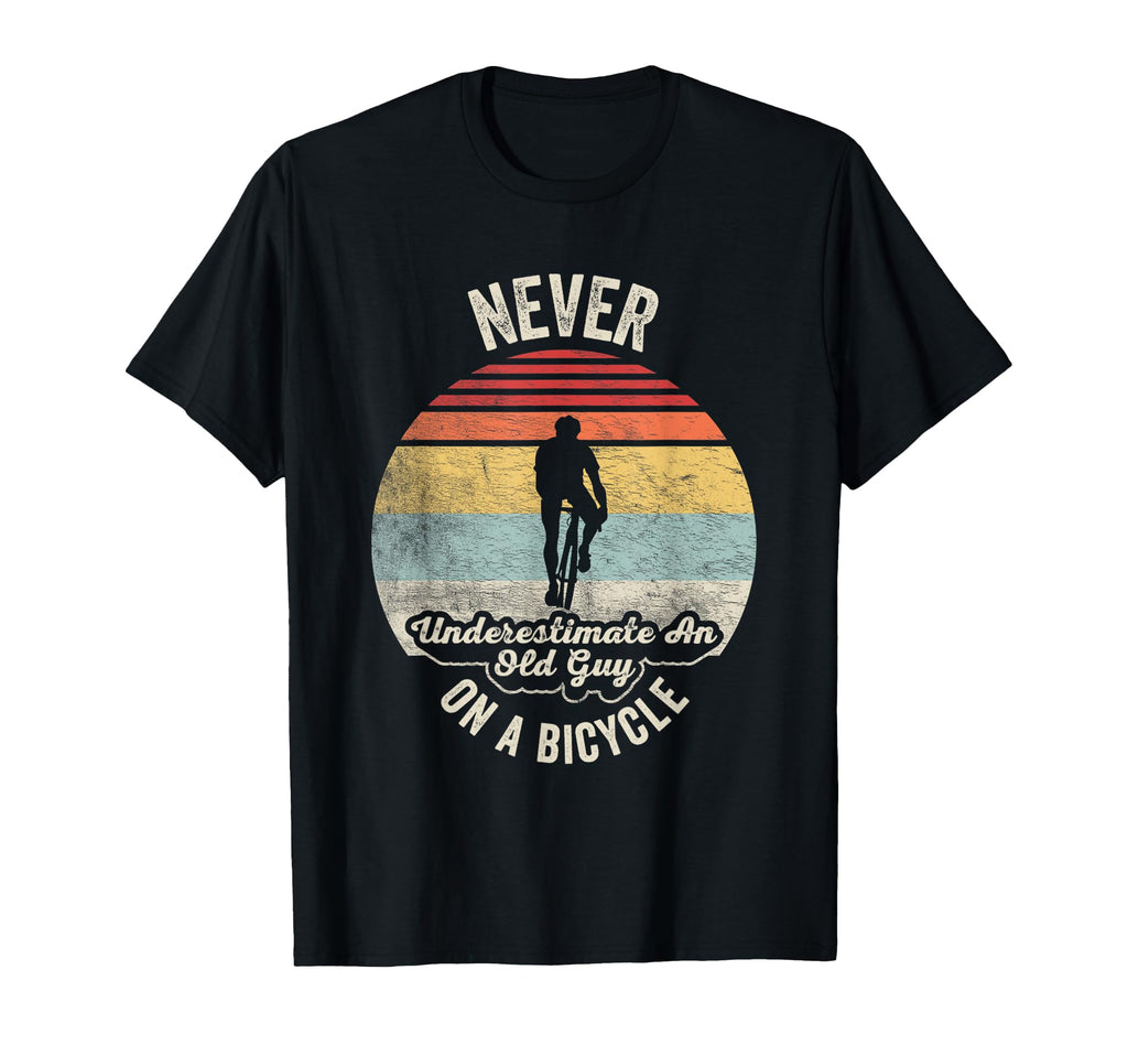 Never Underestimate Old Guy Bicycle T-Shirt - Minimalist Print Men Women - T-Shirt, Sweatshirt, Hoodie