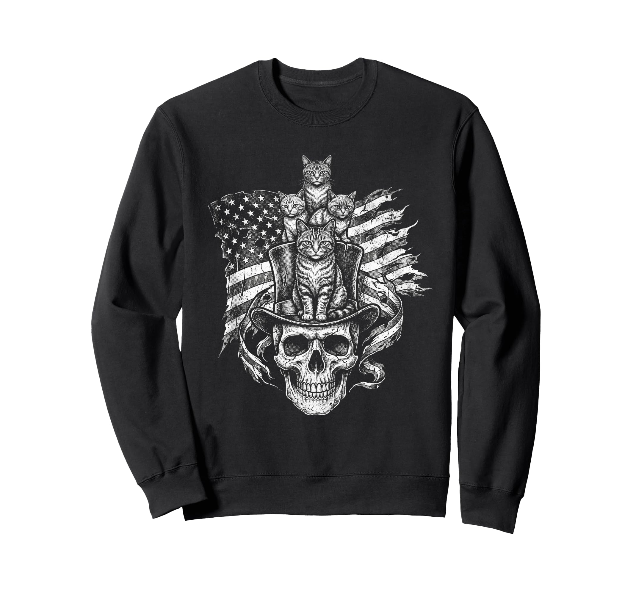 Skull Cat Skeleton Kitty Kitten Sweatshirt - Graphic Print for Adults - T-Shirt, Sweatshirt, Hoodie