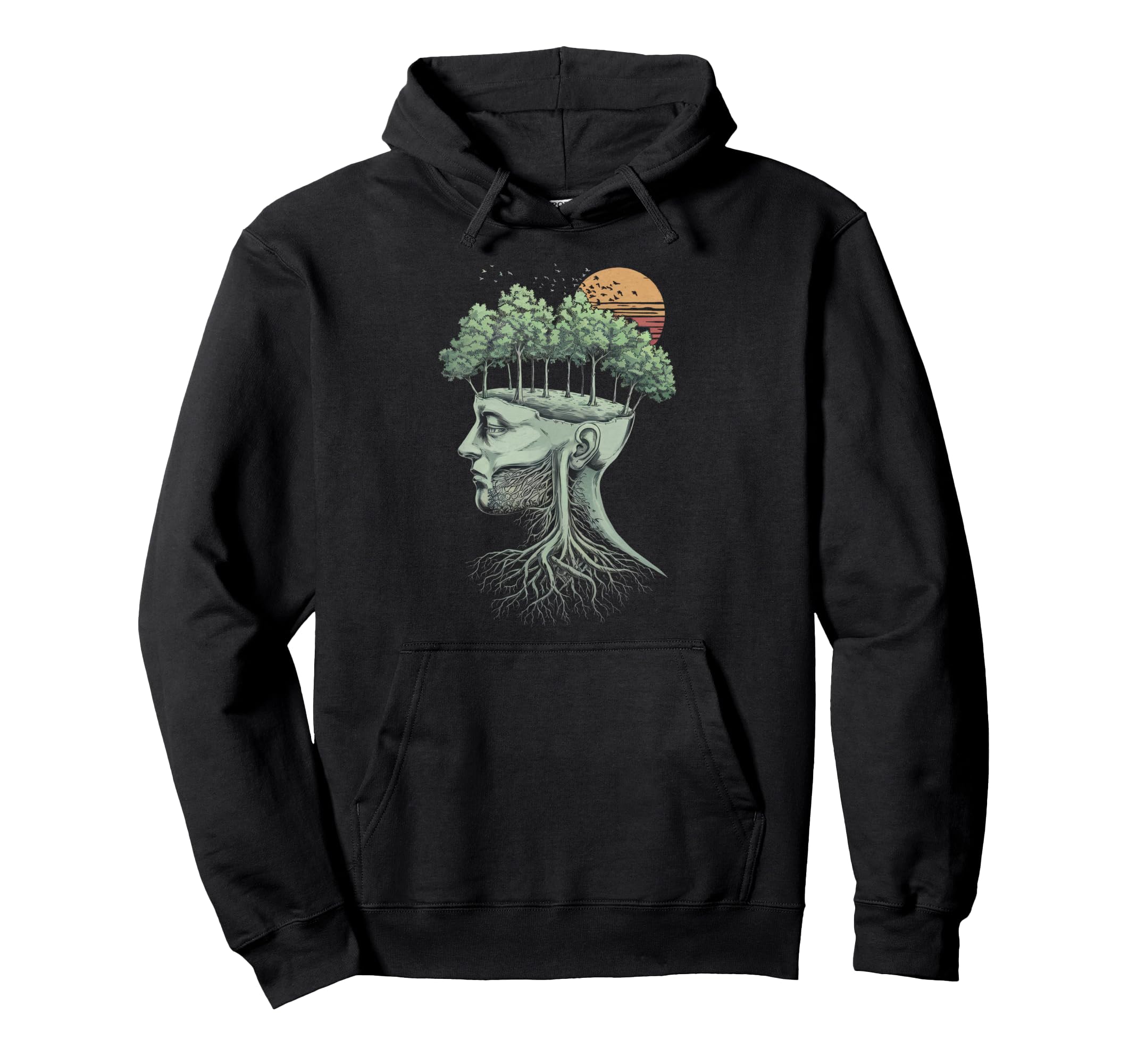 Human Tree Nature Funny Artistic Sunset Hoodie - Unique Graphic Men Women - T-Shirt, Sweatshirt, Hoodie