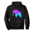 Elephant Origami Vaporwave Aesthetic Hoodie - Fun Novelty Design Men Women - T-Shirt, Sweatshirt, Hoodie