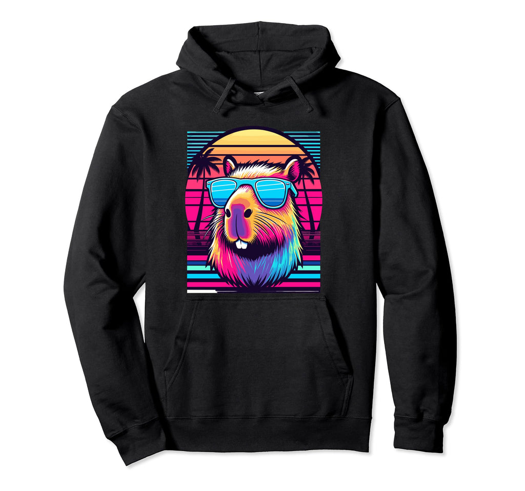 Funny Capybara Rodent Vaporwave Hoodie - Novelty Apparel Men Women - T-Shirt, Sweatshirt, Hoodie