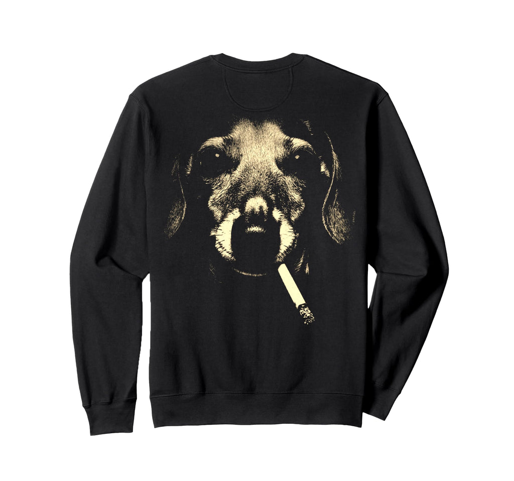 Dachshund Smoking Cigarette Grunge Sweatshirt - Aesthetic Graphic Unisex - T-Shirt, Sweatshirt, Hoodie