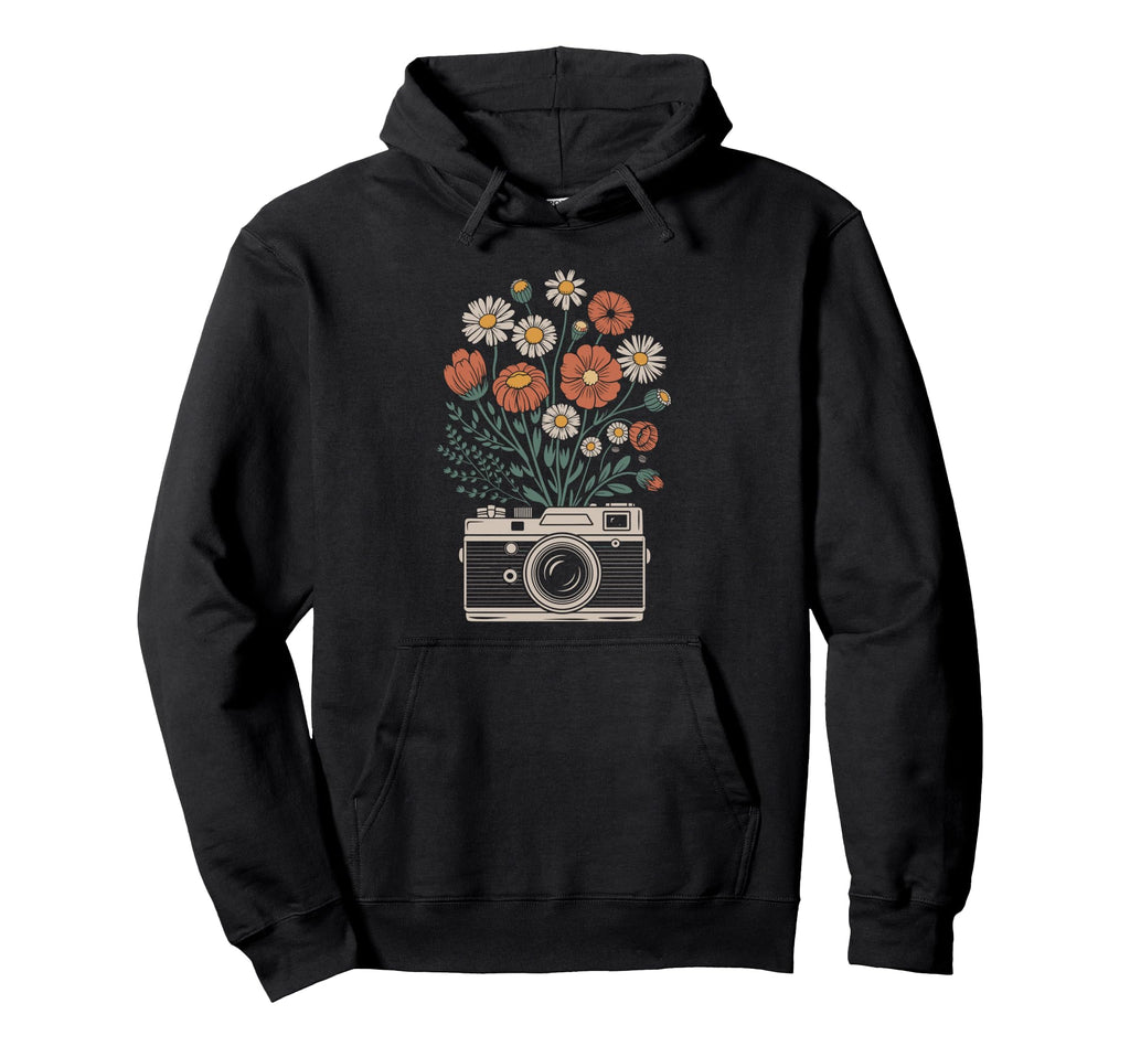Camera Photography Art Floral Hoodie - Aesthetic Graphic Unisex - T-Shirt, Sweatshirt, Hoodie