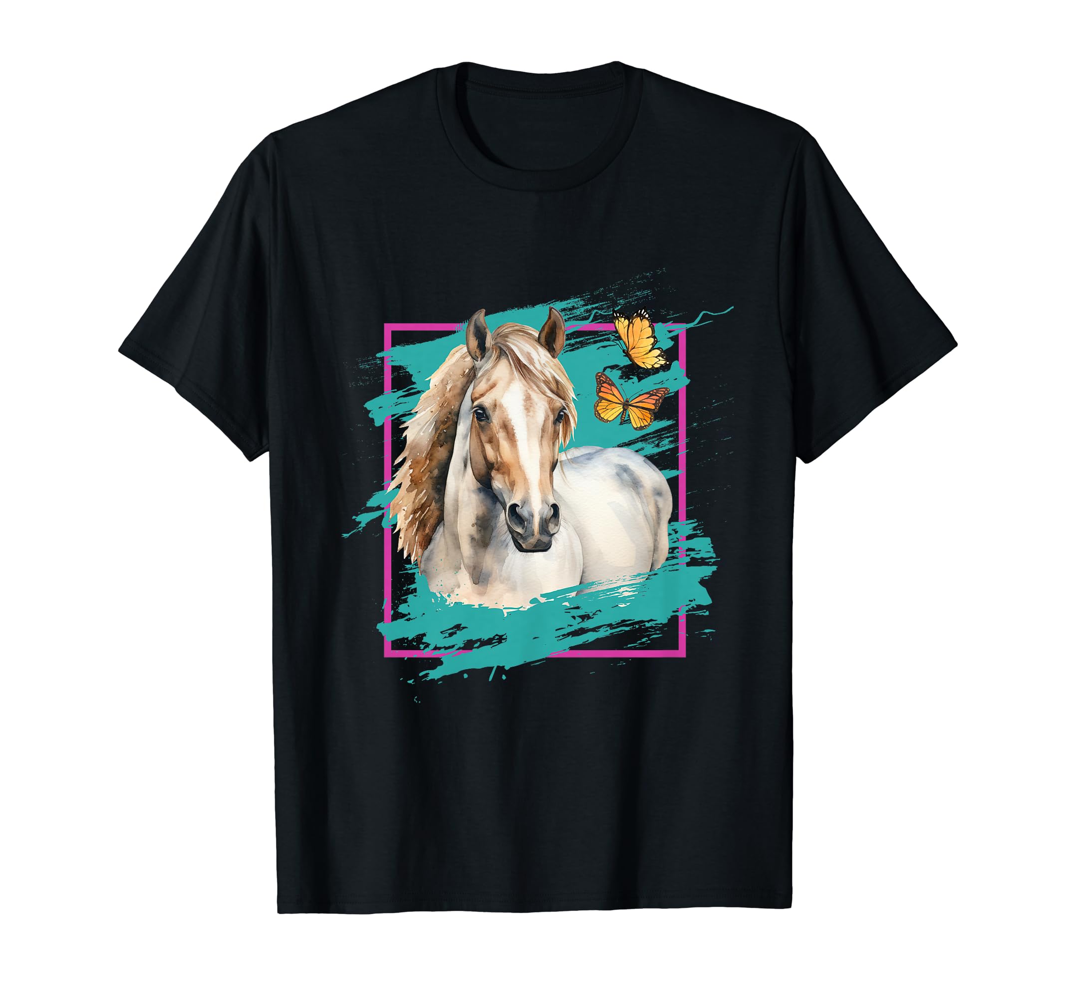 Horse Y2K 90S Aesthetic Butterflies T-Shirt - Fun Novelty Design Unisex - T-Shirt, Sweatshirt, Hoodie