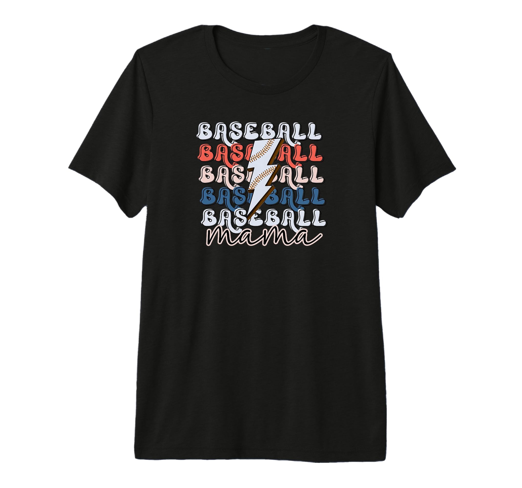 Baseball Mama Lightning Bolt Tri T-Shirt - Streetwear Style for Adults - T-Shirt, Sweatshirt, Hoodie