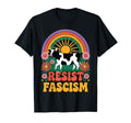 Cow Resist Fascism Groovy Rainbow No T-Shirt - Custom Art Print Unisex - T-Shirt, Sweatshirt, Hoodie