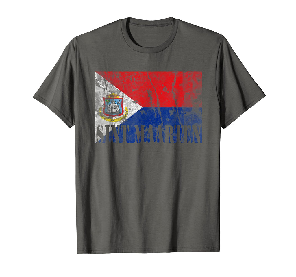 Sint Maarten Flag Distressed Travel T-Shirt - Trendy Graphic for Adults - T-Shirt, Sweatshirt, Hoodie