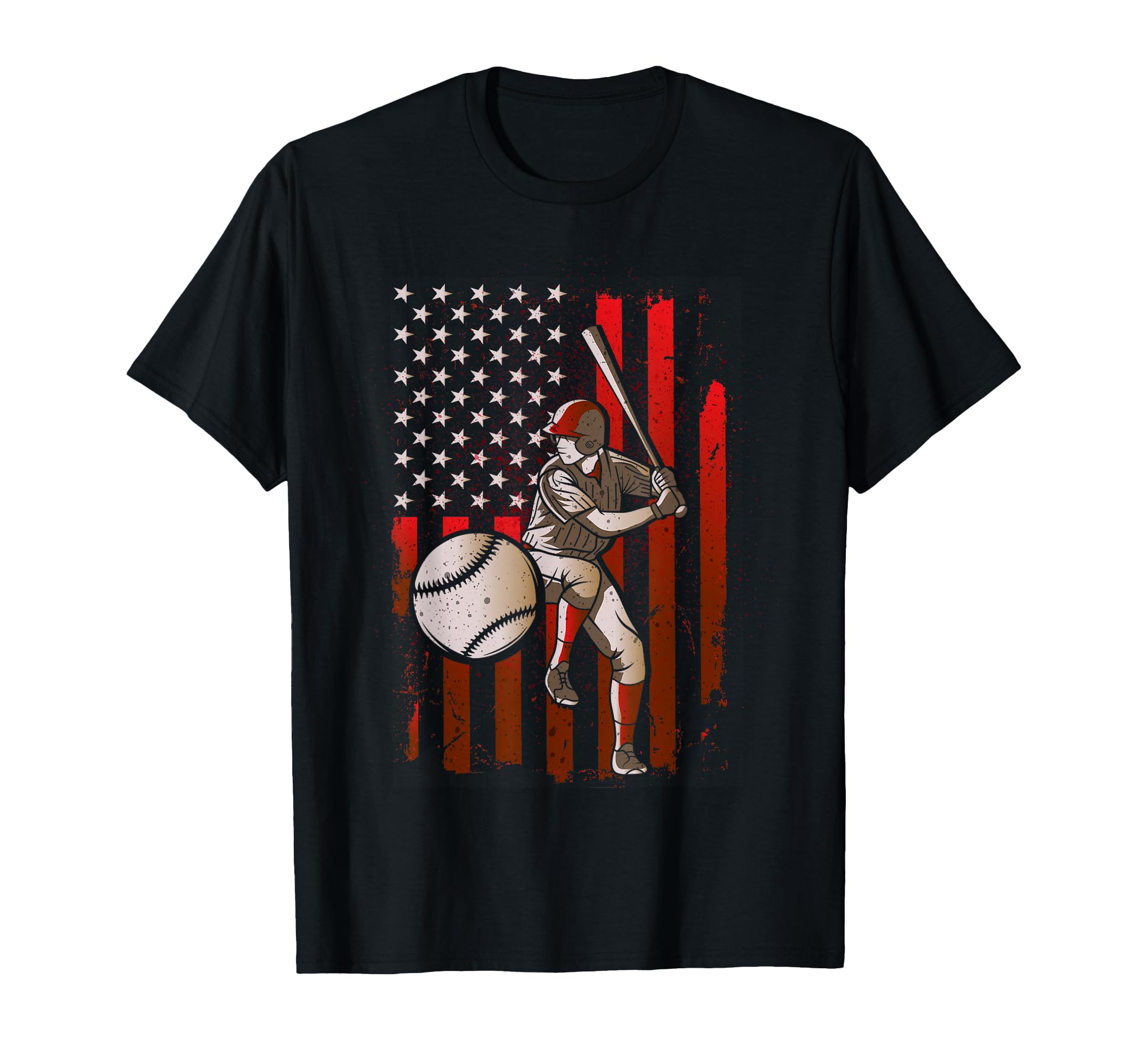 Baseball Player American Flag Patriotic T-Shirt - Streetwear Style Unisex - T-Shirt, Sweatshirt, Hoodie