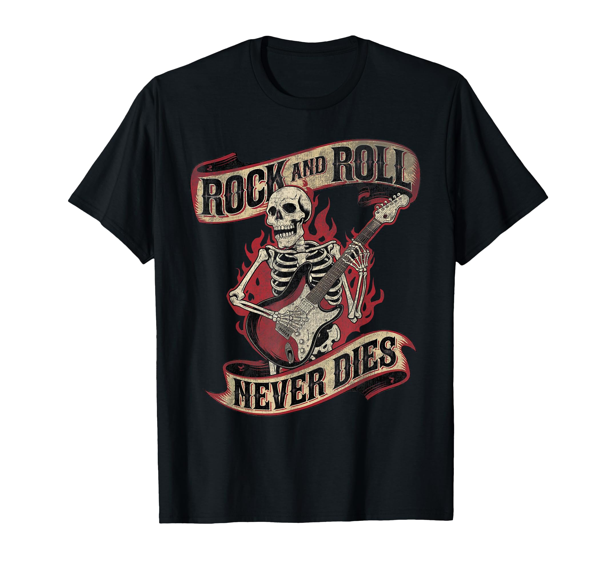 Rock And Roll Never Dies Skeleton Rock T-Shirt - Unique Graphic Men Women - T-Shirt, Sweatshirt, Hoodie