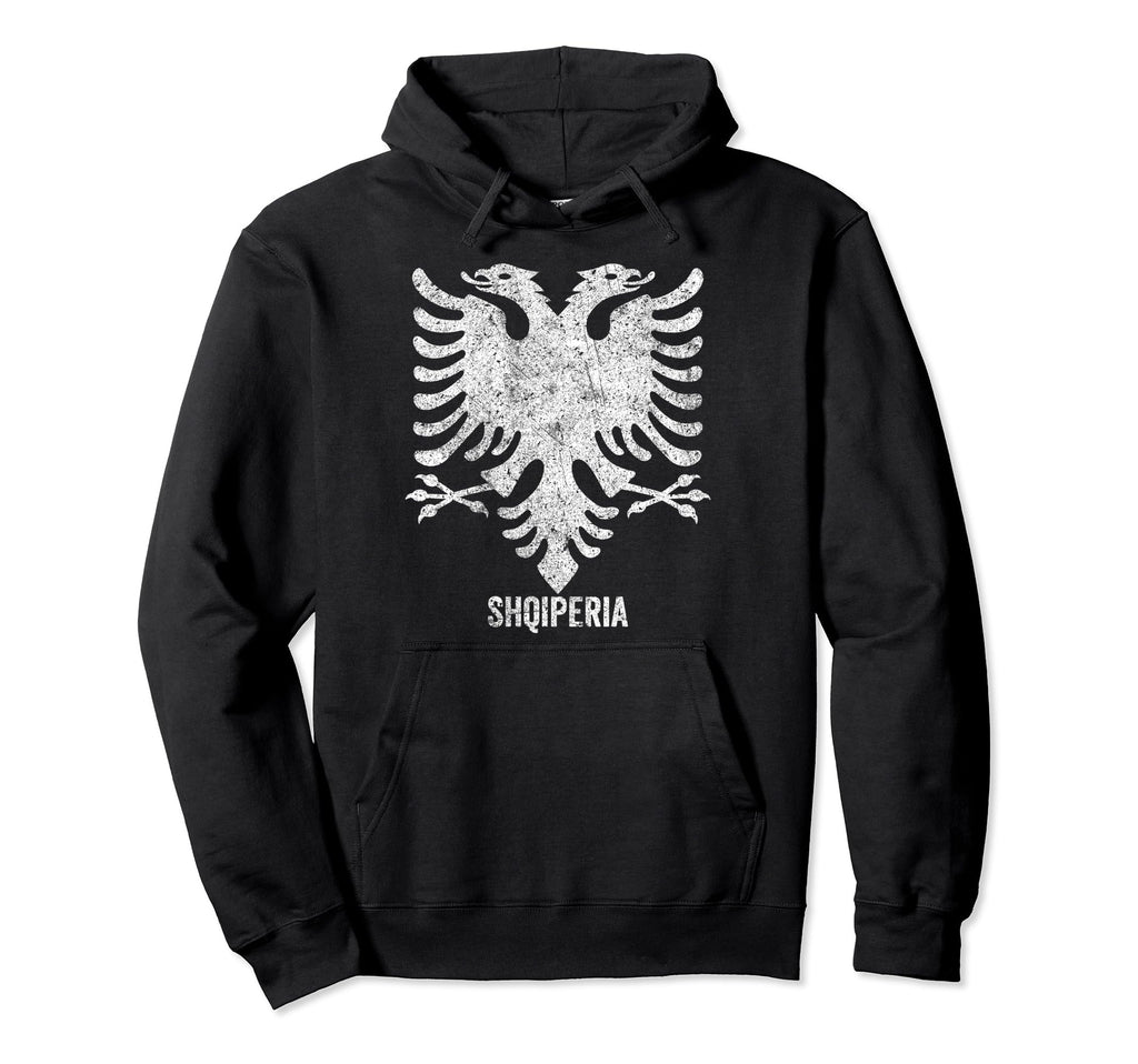 Albanian Flag Albania Distressed Eagle Flag Hoodie - Graphic Print Unisex - T-Shirt, Sweatshirt, Hoodie