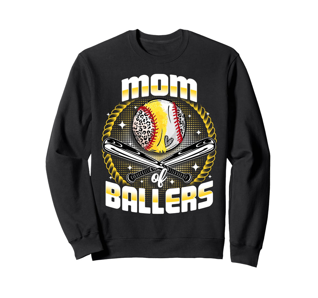 Baseball Softball Mom Ballers Sweatshirt - Fun Novelty Design for Adults - T-Shirt, Sweatshirt, Hoodie
