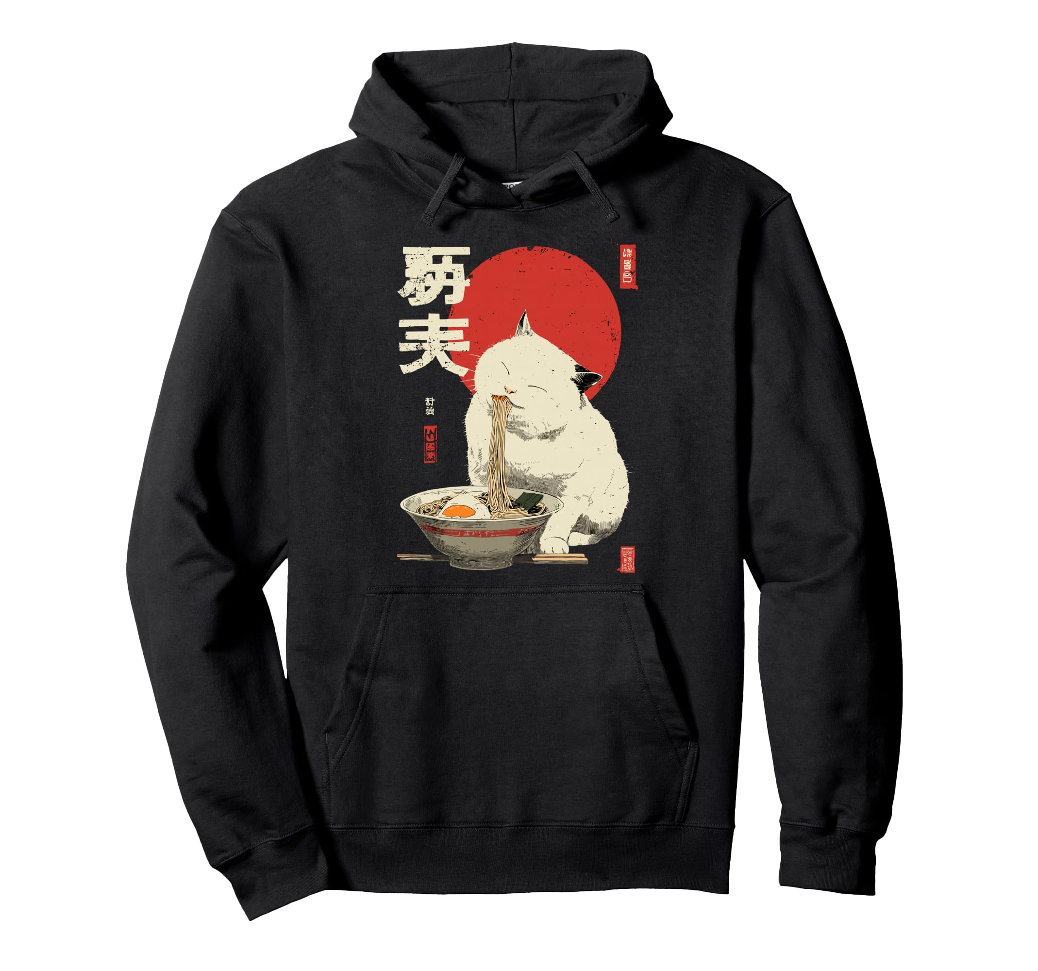 Cat Ramen Aesthetic Japanese Ukiyo E Hoodie - Unique Graphic for Adults - T-Shirt, Sweatshirt, Hoodie