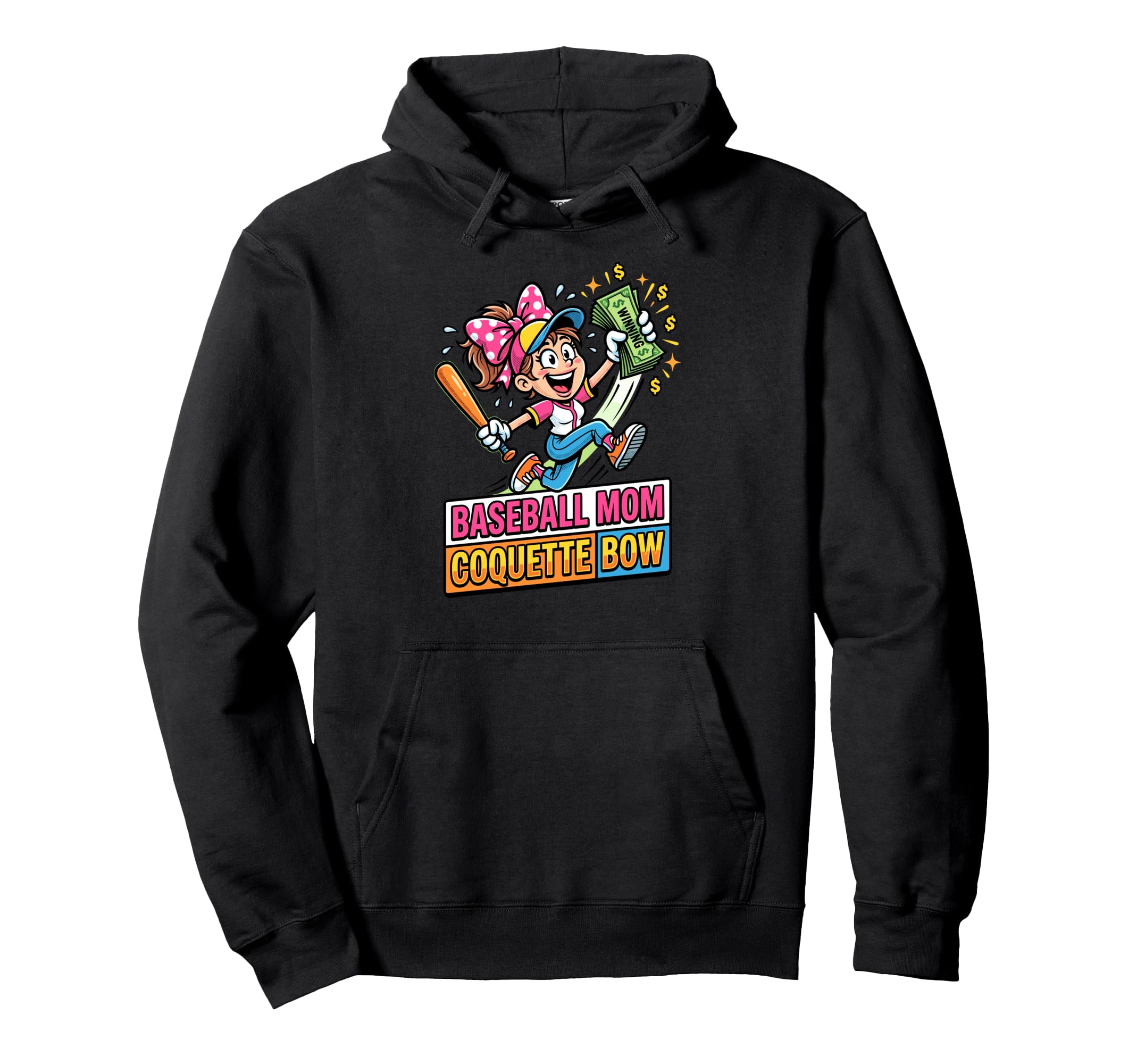 Baseball Mom Coquette Bow Day Game Hoodie - Novelty Apparel for Adults - T-Shirt, Sweatshirt, Hoodie