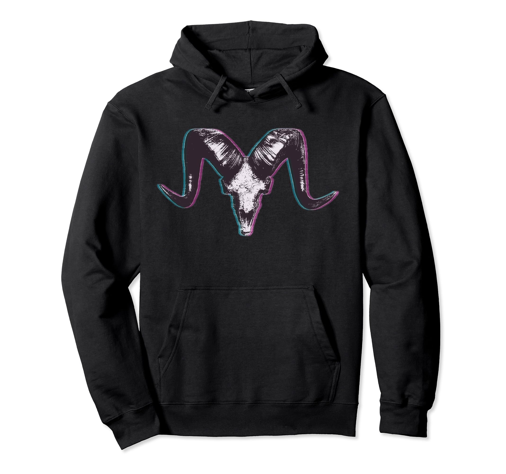 Ram Skull Vaporwave Aesthetic Art Hoodie - Novelty Apparel Men Women - T-Shirt, Sweatshirt, Hoodie