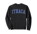 Ithaca Ny Distressed Blue Varsity Sweatshirt - Aesthetic Graphic for Adults - T-Shirt, Sweatshirt, Hoodie