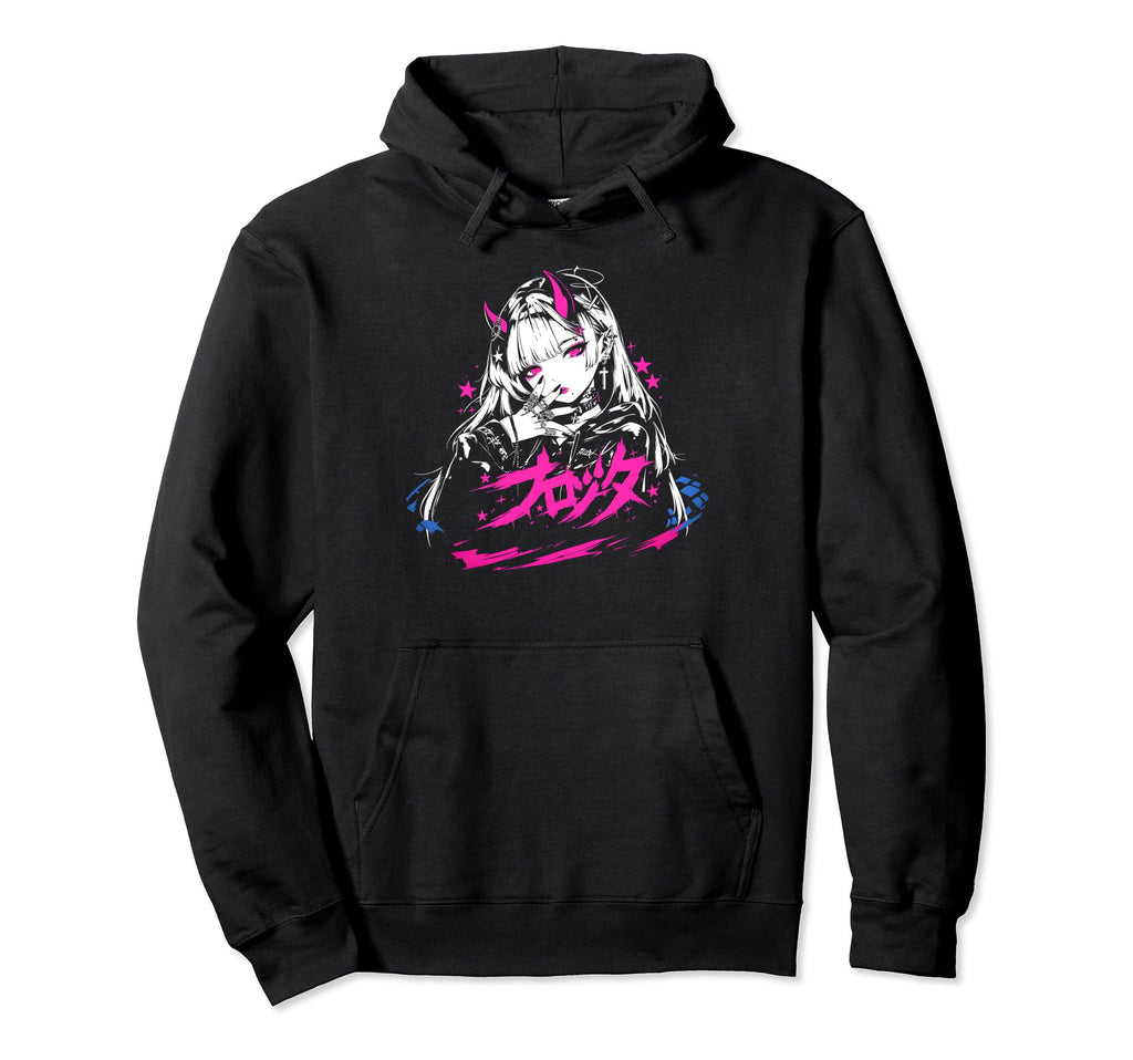 Goth Grunge Demon Anime Waifu Horror Alt Hoodie - Unique Graphic Unisex - T-Shirt, Sweatshirt, Hoodie