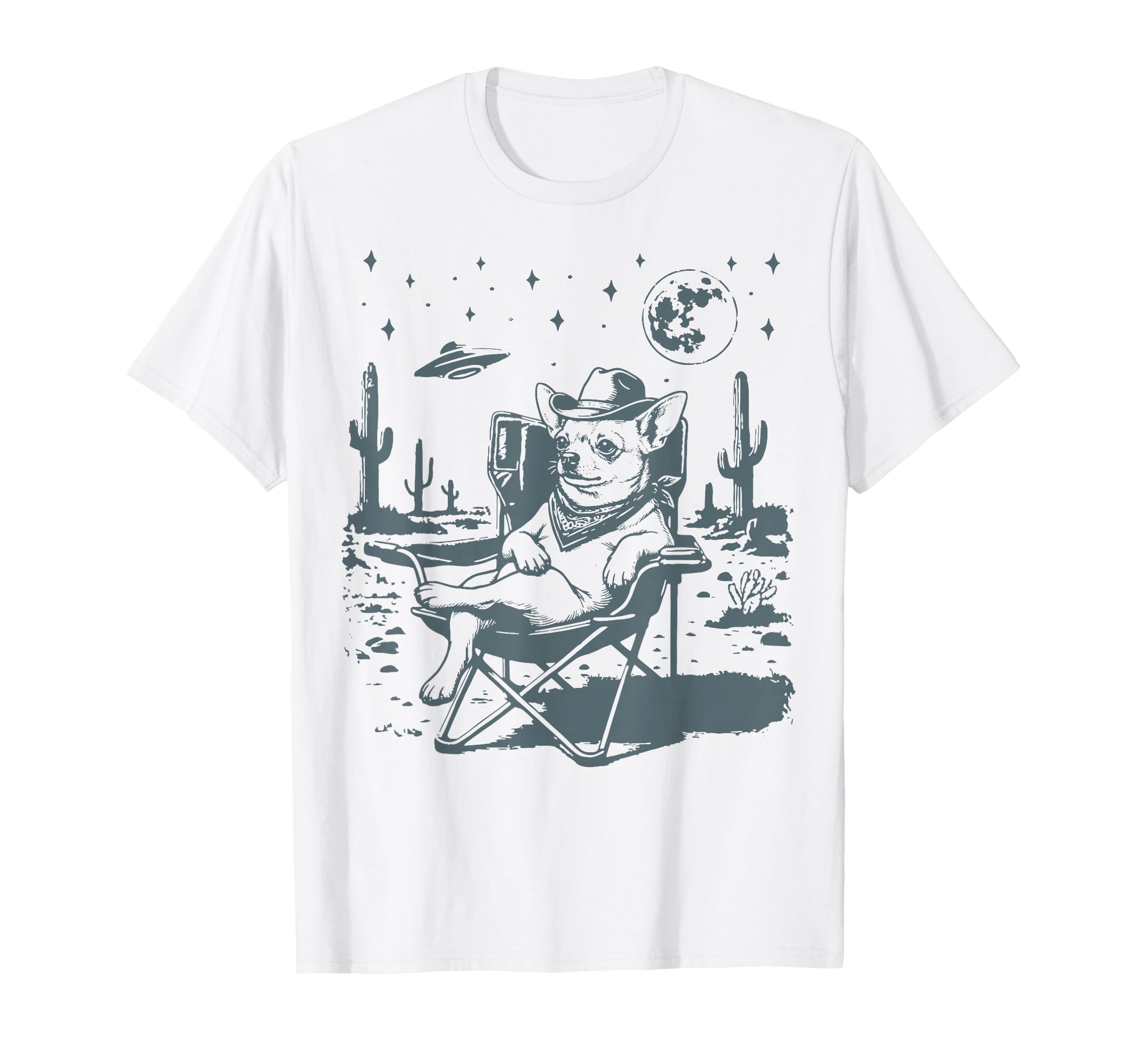 Chihuahua Cowboy Funny Dog Meme Ufo Western T-Shirt - Unique Graphic Unisex - T-Shirt, Sweatshirt, Hoodie