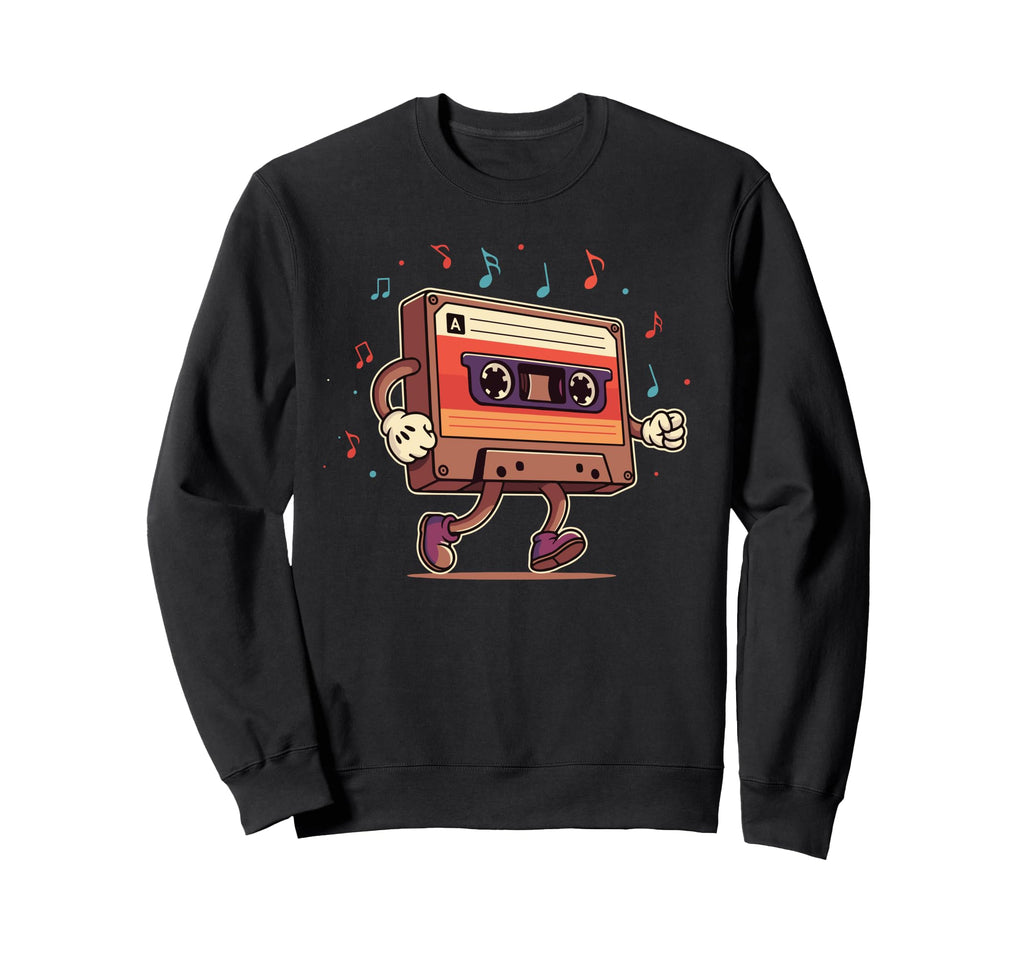 Whimsical Dancing Cassette Tape Music Sweatshirt - Trendy Graphic Men Women - T-Shirt, Sweatshirt, Hoodie