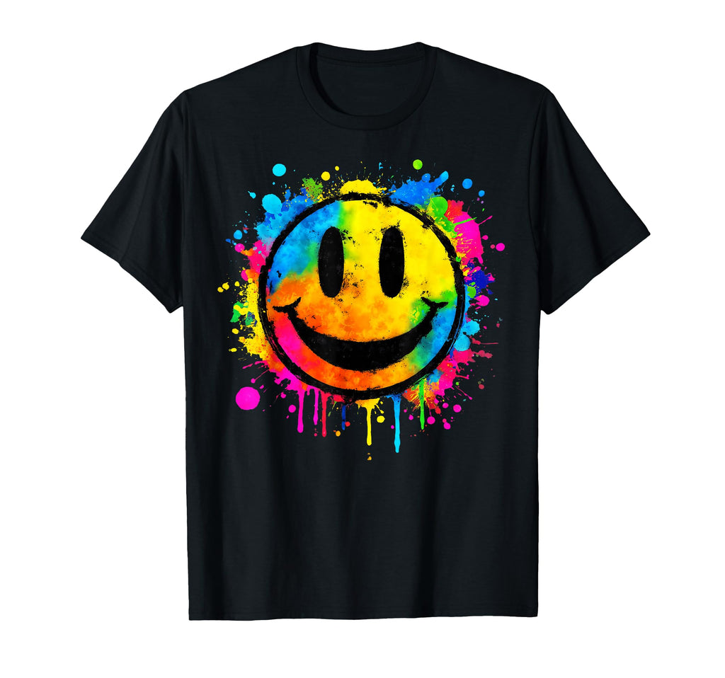 Paint Splash Happy Smile Face 70S Tie Dye T-Shirt - Trendy Graphic Unisex - T-Shirt, Sweatshirt, Hoodie