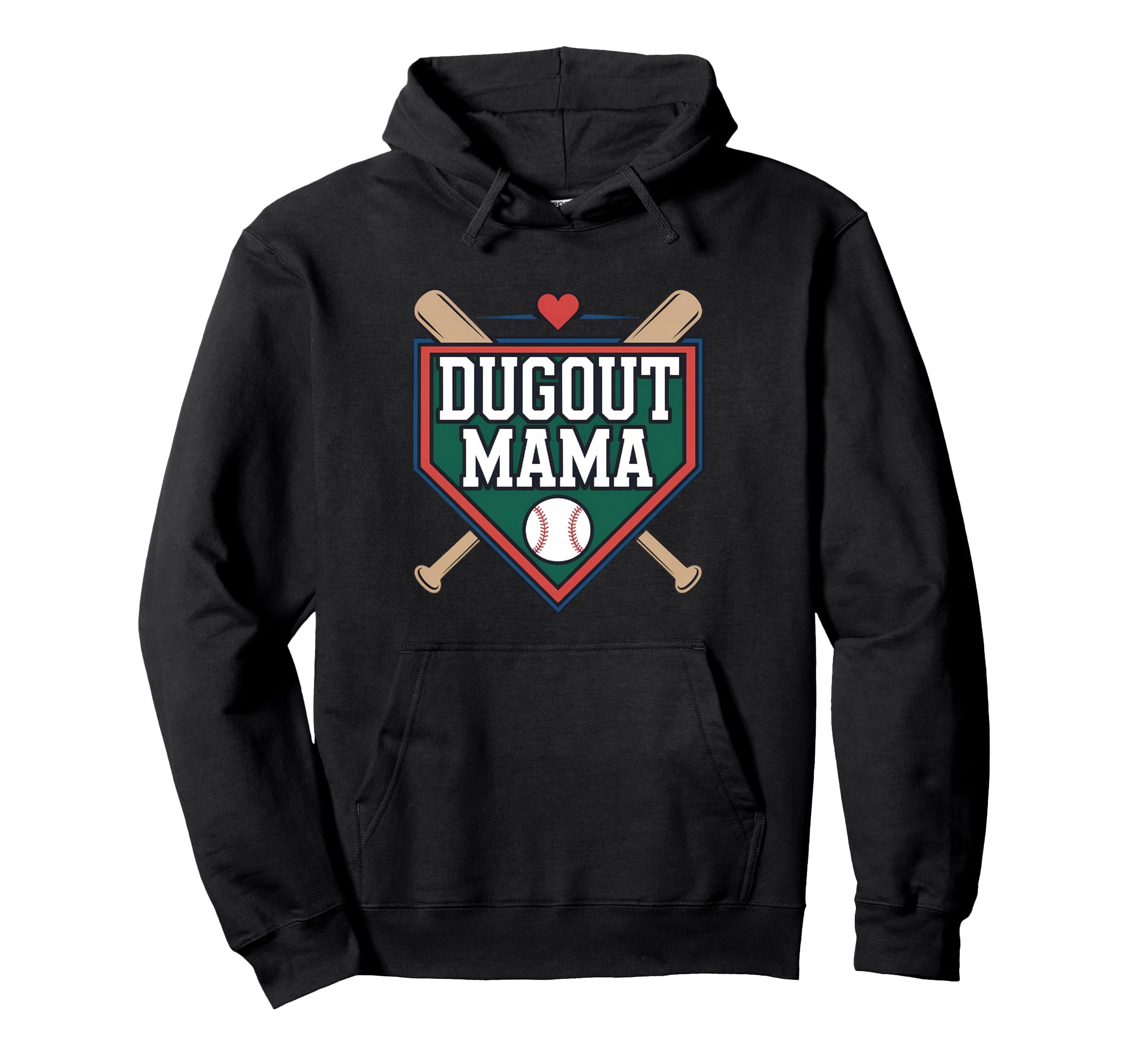 Dugout Mama Mom Baseball Parent T Hoodie - Fun Novelty Design for Adults - T-Shirt, Sweatshirt, Hoodie