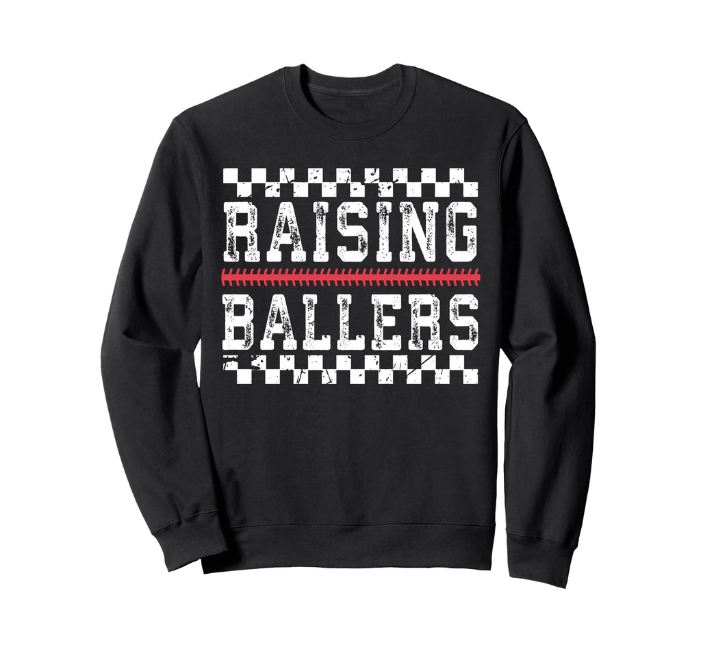 Raising Ballers Funny Mom Sweatshirt - Aesthetic Graphic for Adults - T-Shirt, Sweatshirt, Hoodie