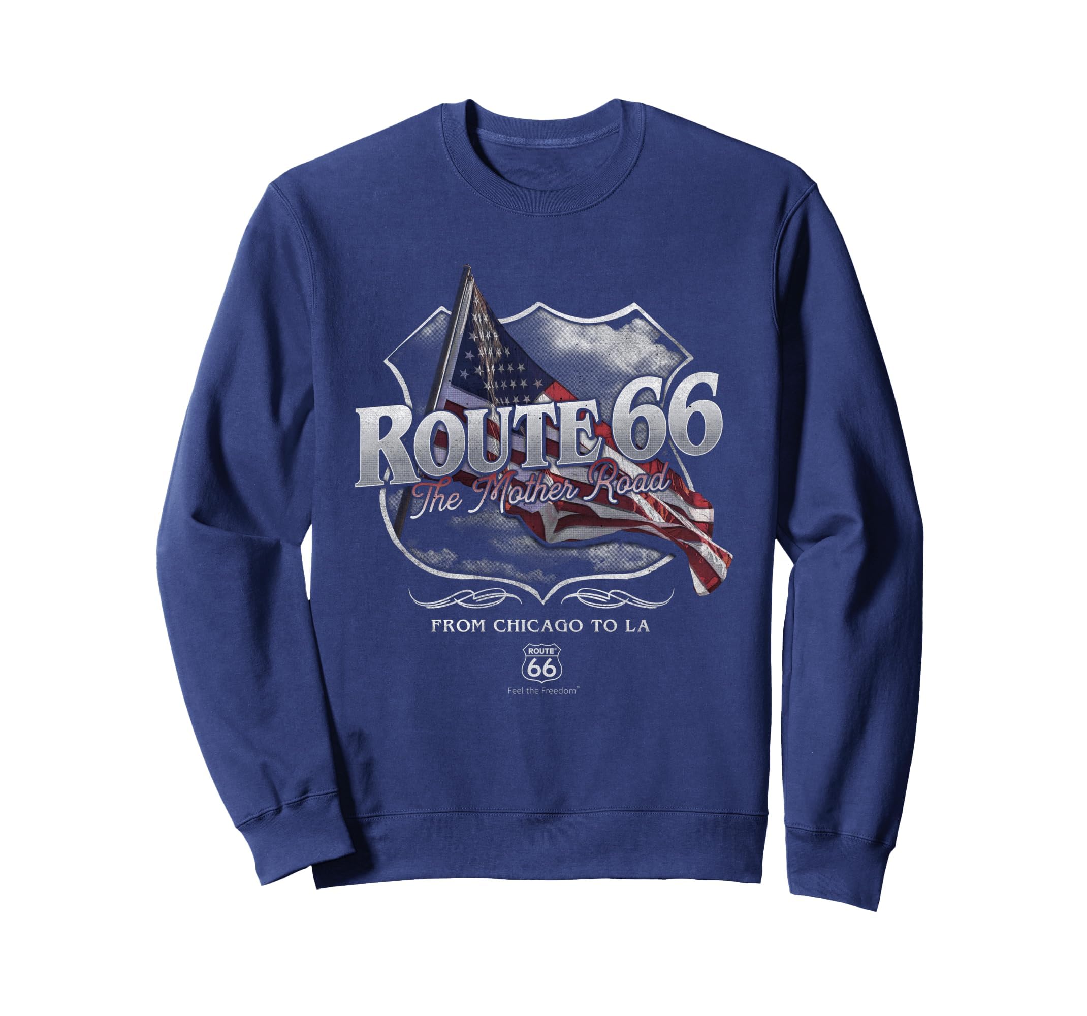 Route 66 Mother Road American Flag Sweatshirt - Unique Graphic Men Women - T-Shirt, Sweatshirt, Hoodie