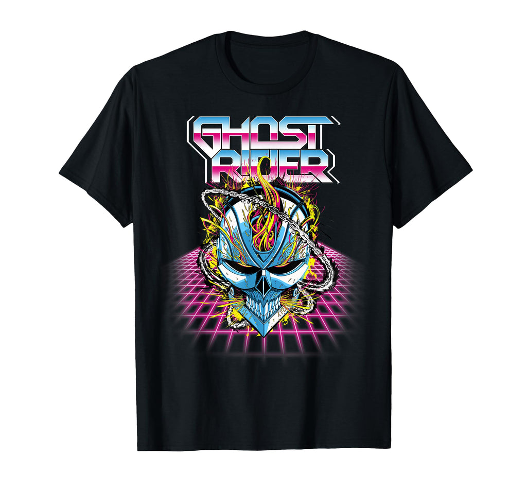 Marvel Ghost Rider Super 80S Neon Grid T-Shirt - Unique Graphic Unisex - T-Shirt, Sweatshirt, Hoodie