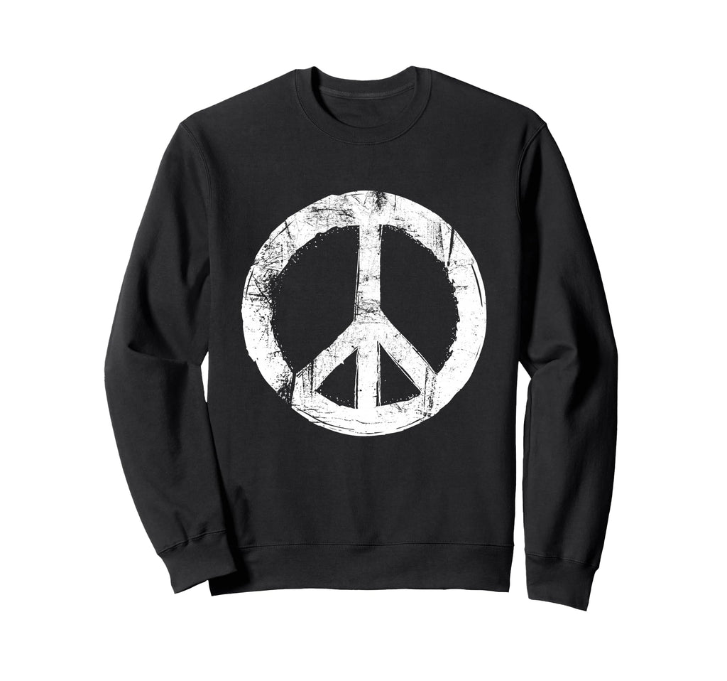 Distressed Peace Sign Sweatshirt - Fun Novelty Design Men Women - T-Shirt, Sweatshirt, Hoodie
