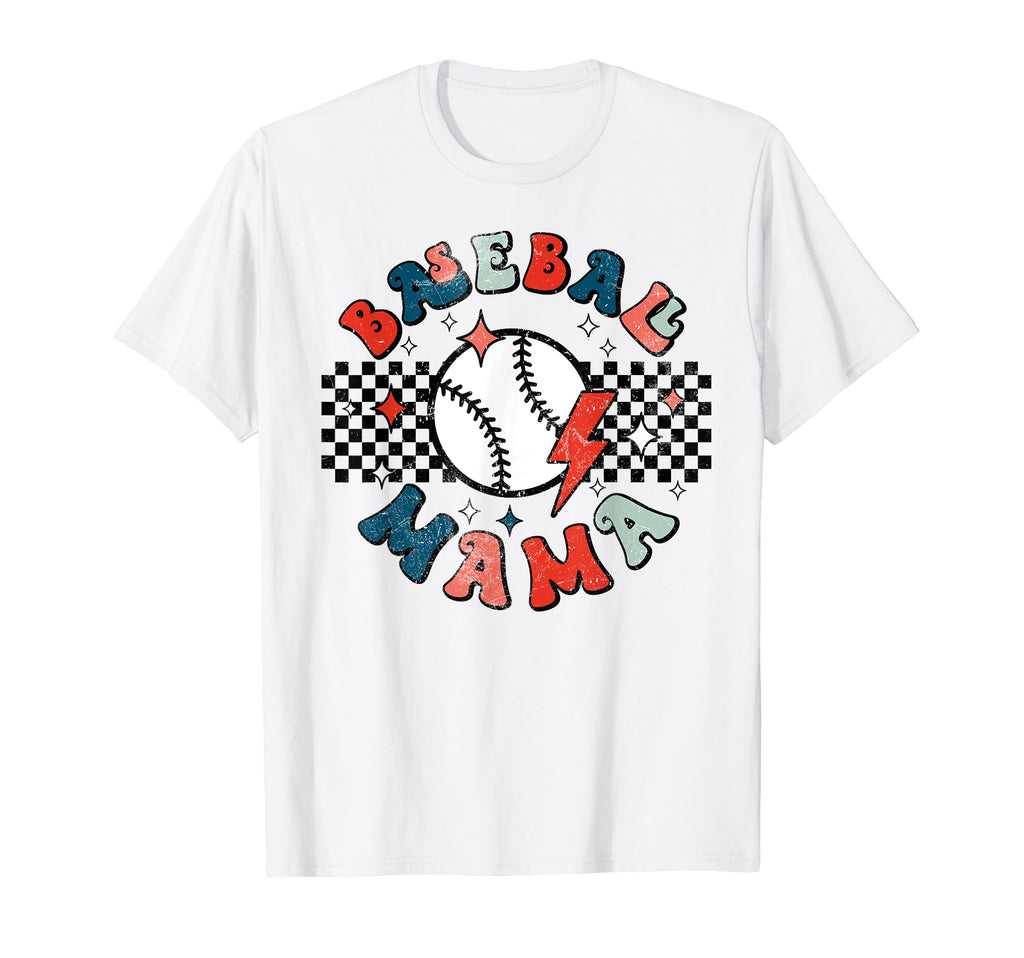 Baseball Mama Checkered Baseball Sports T-Shirt - Unique Graphic Men Women - T-Shirt, Sweatshirt, Hoodie