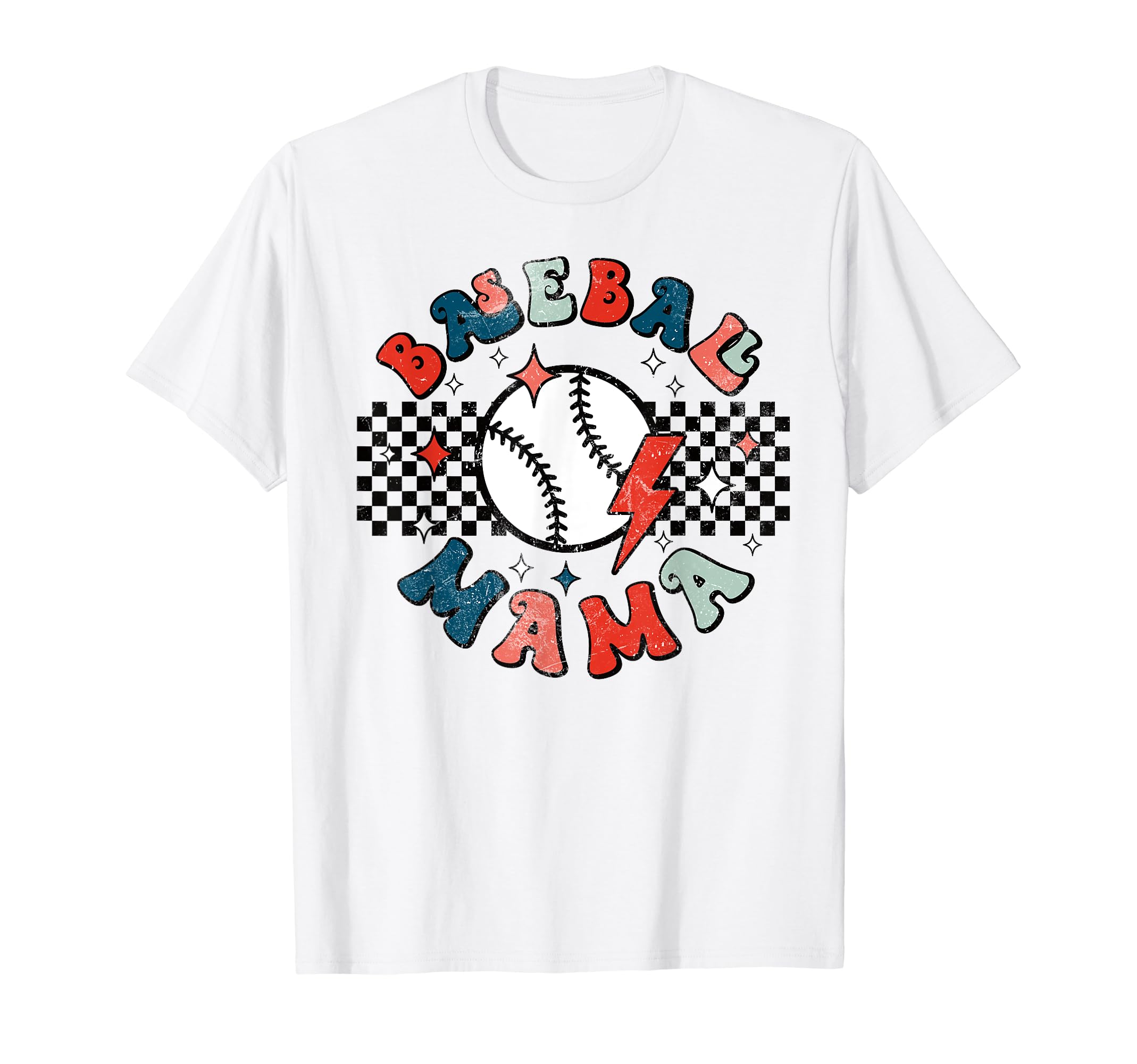 Baseball Mama Checkered Baseball Sports T-Shirt - Unique Graphic Men Women - T-Shirt, Sweatshirt, Hoodie