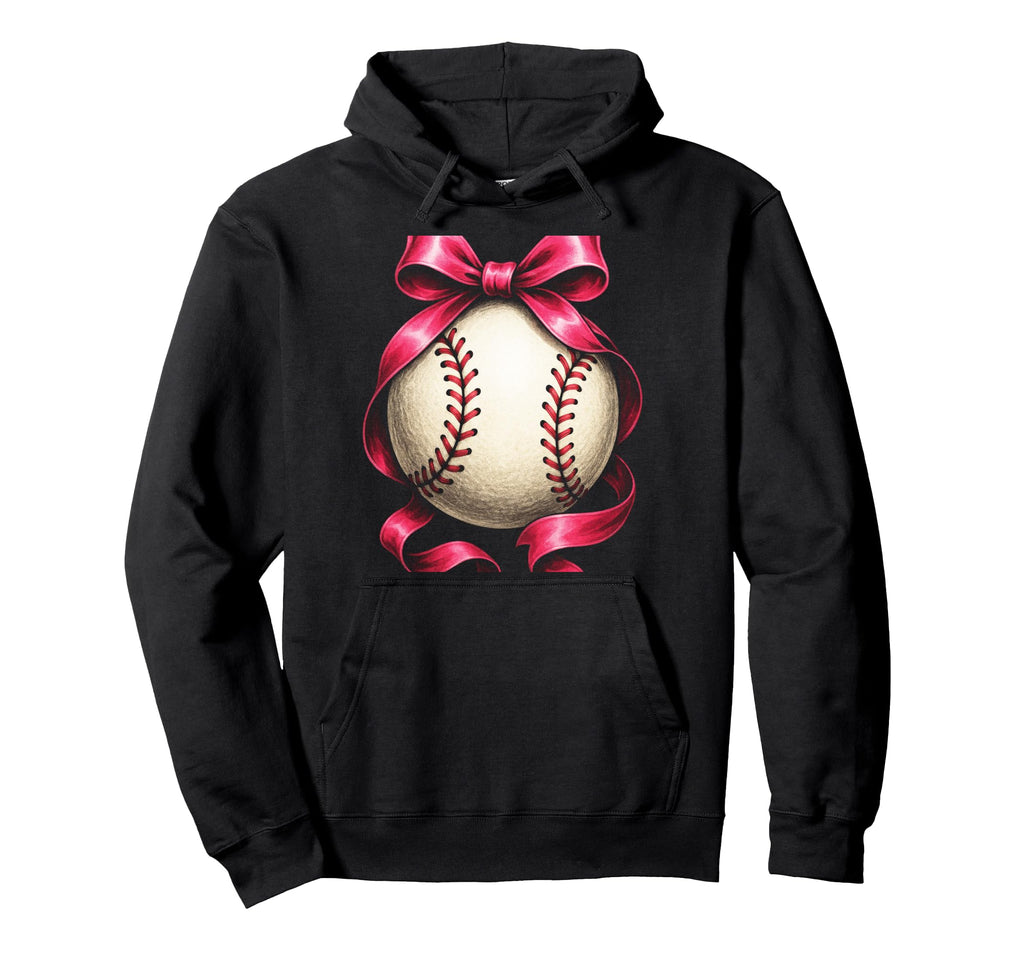 Baseball Mama Sport Bow Fun Hoodie - Unique Graphic Men Women - T-Shirt, Sweatshirt, Hoodie