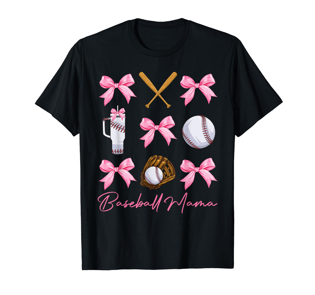 Funny Baseball Mama Era Bows Baseball T-Shirt - Graphic Print Men Women - T-Shirt, Sweatshirt, Hoodie