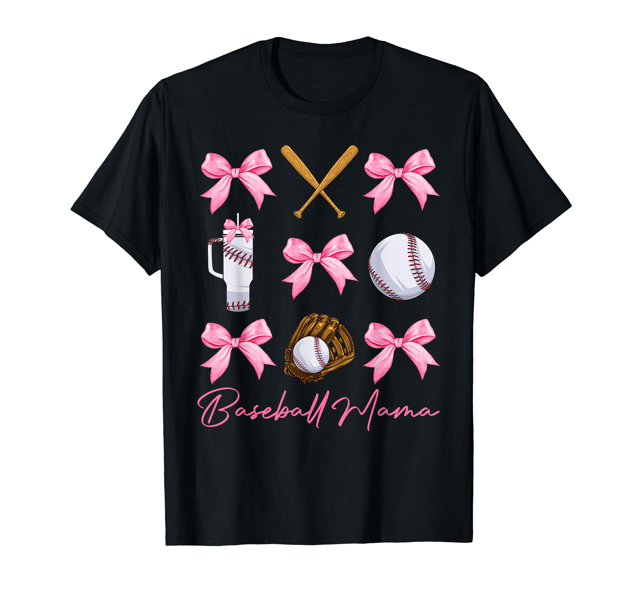 Funny Baseball Mama Era Bows Baseball T-Shirt - Graphic Print Men Women - T-Shirt, Sweatshirt, Hoodie