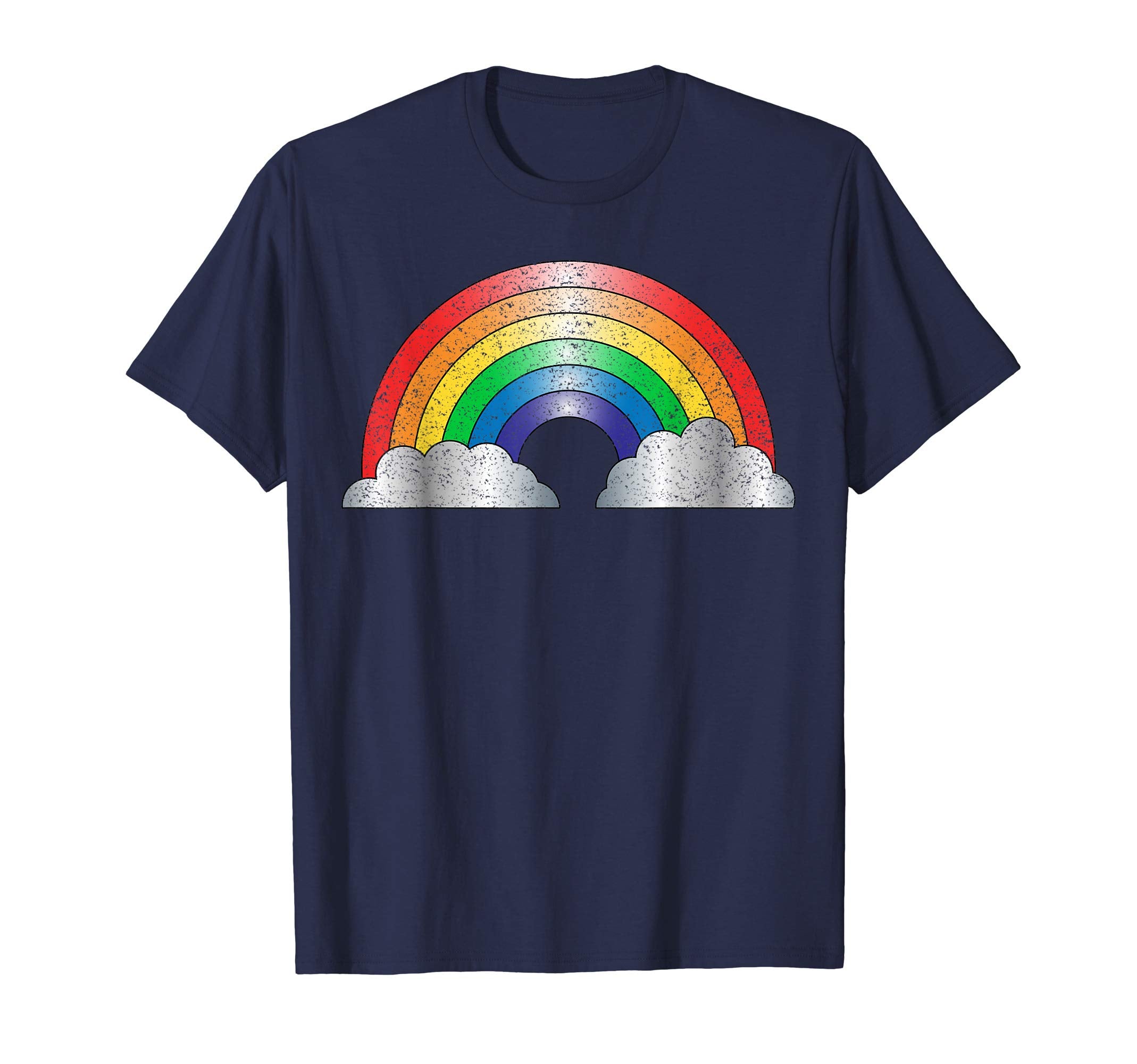 Rainbow And Clouds Distressed T-Shirt - Unique Graphic Unisex - T-Shirt, Sweatshirt, Hoodie