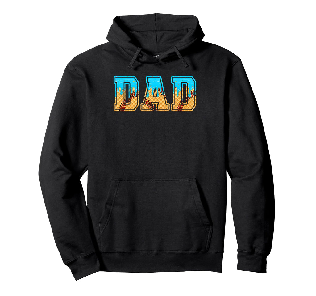 Baseball Dad Funny Fathers Day Ice Hoodie - Fun Novelty Design for Adults - T-Shirt, Sweatshirt, Hoodie