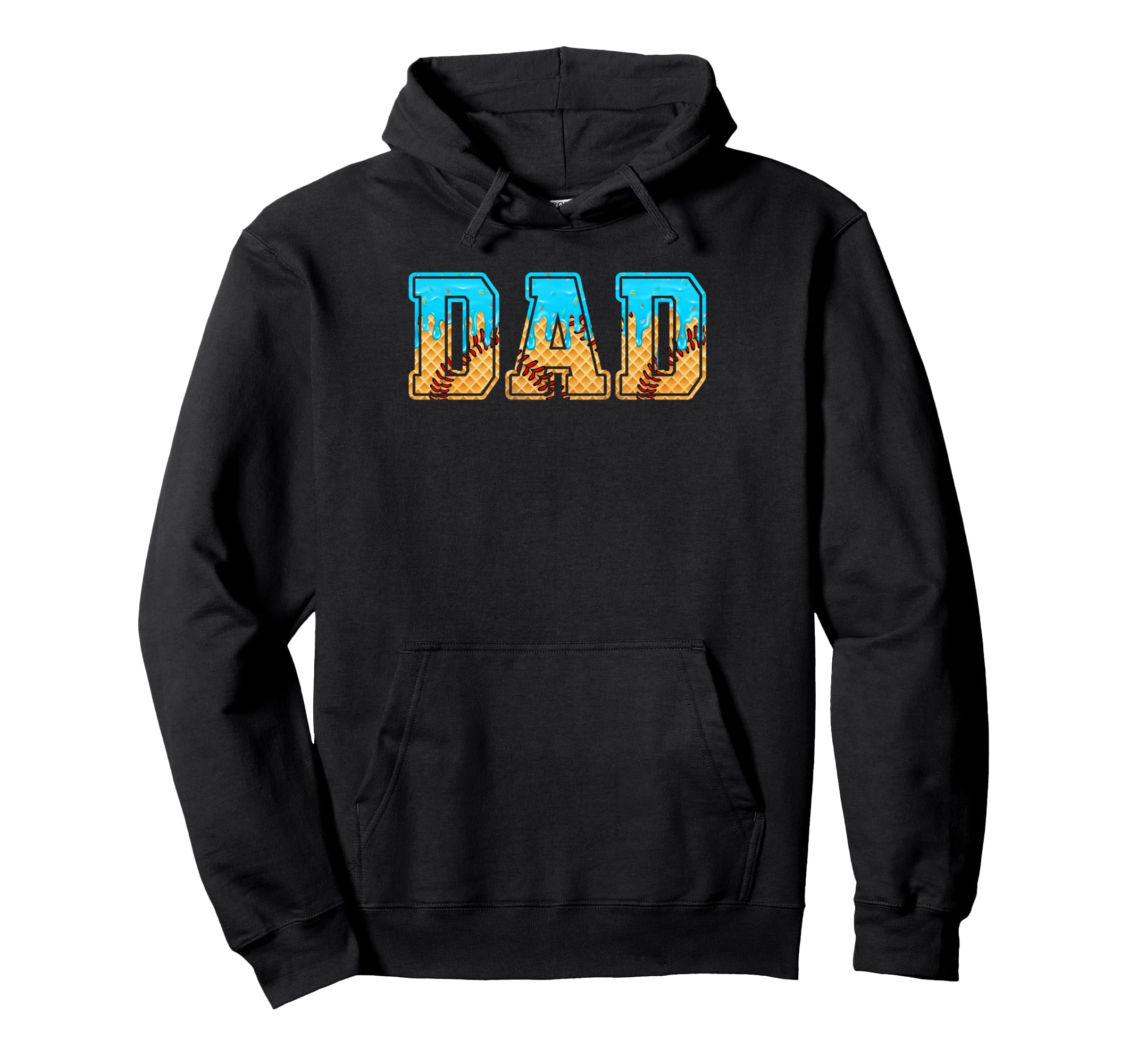 Baseball Dad Funny Fathers Day Ice Hoodie - Fun Novelty Design for Adults - T-Shirt, Sweatshirt, Hoodie