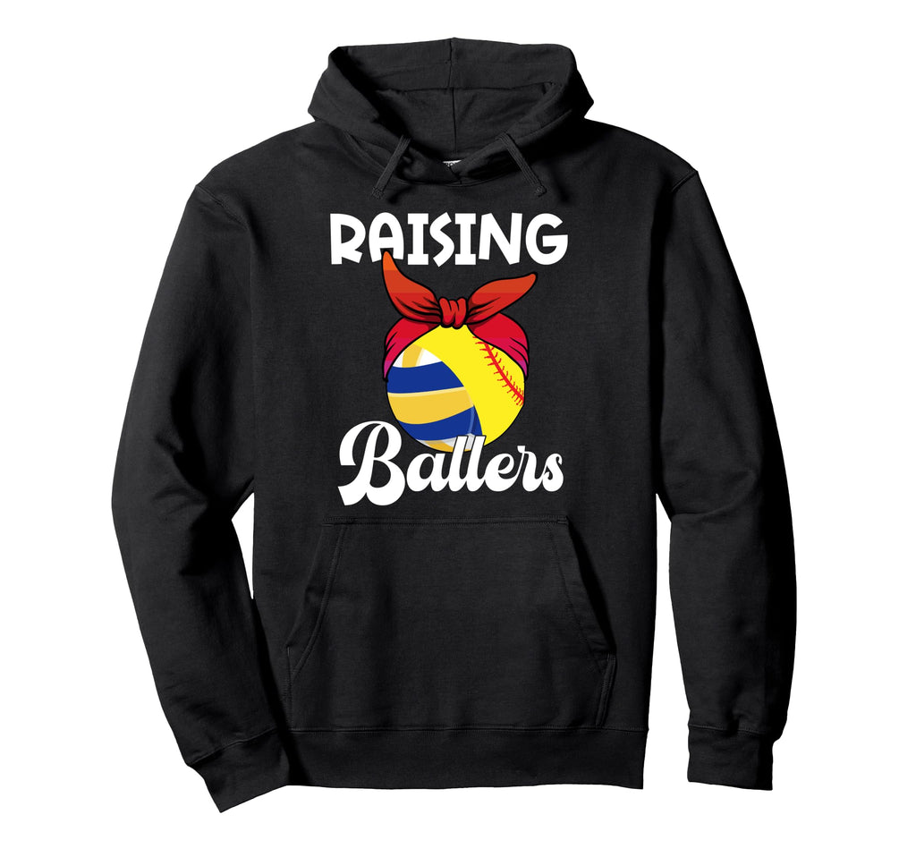 Raising Ballers Softball Volleyball Hoodie - Custom Art Print for Adults - T-Shirt, Sweatshirt, Hoodie