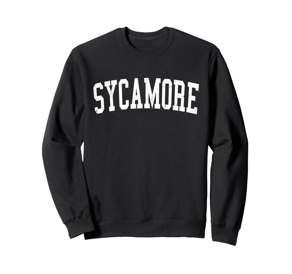 Sycamore Il Distressed White Sweatshirt - Fun Novelty Design Men Women - T-Shirt, Sweatshirt, Hoodie