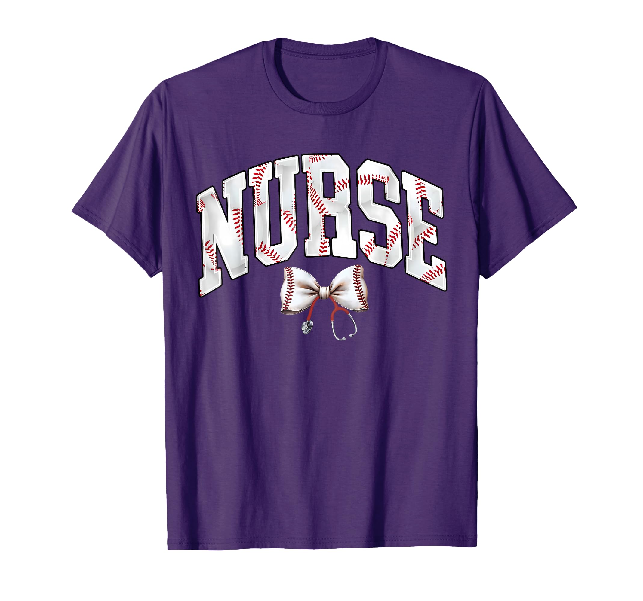 Nurse Baseball Stethoscope Coquette Bow T-Shirt - Graphic Print Men Women - T-Shirt, Sweatshirt, Hoodie