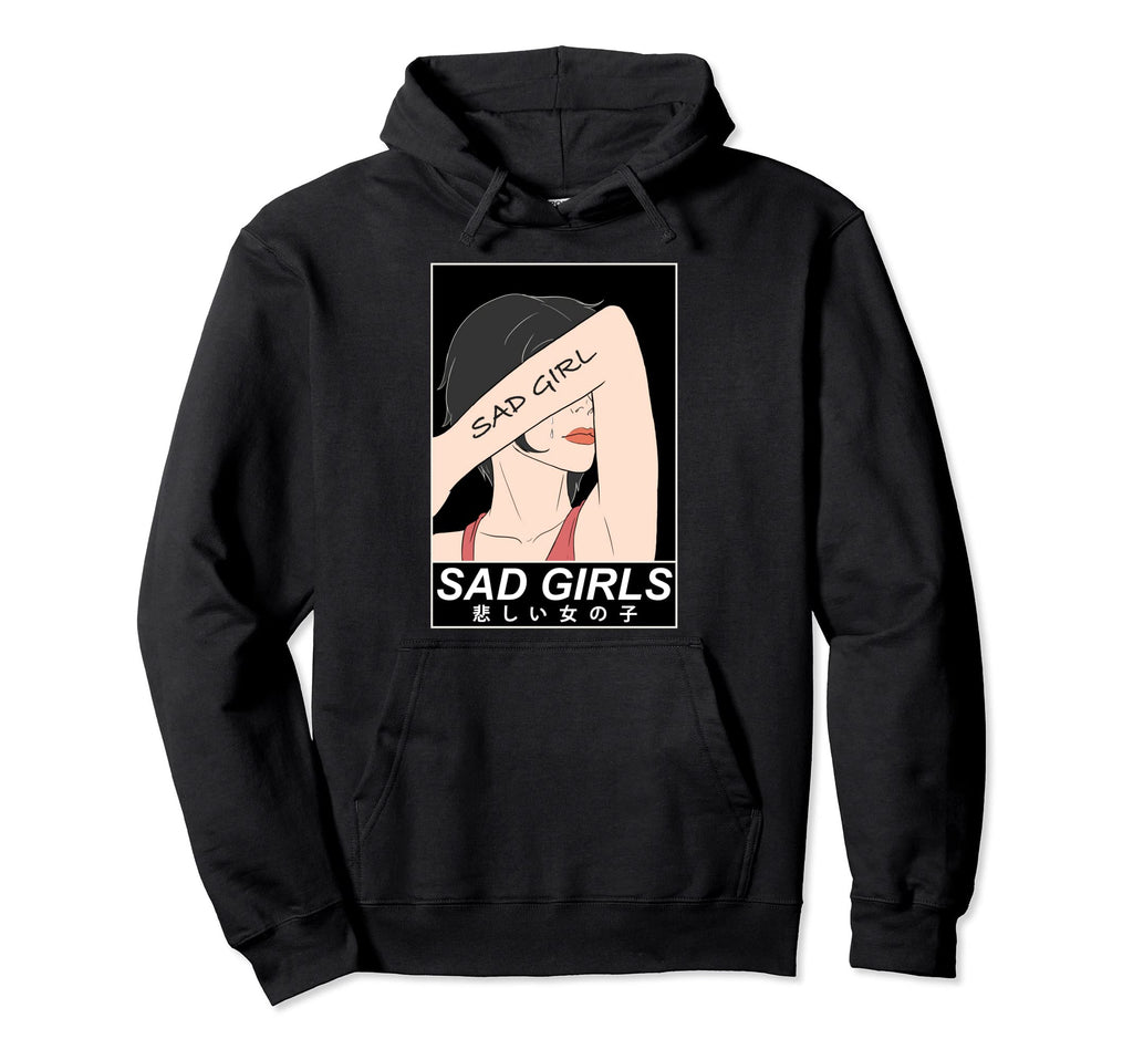 Sad Kanji Vaporwave Art Aesthetic Hoodie - Graphic Print Men Women - T-Shirt, Sweatshirt, Hoodie