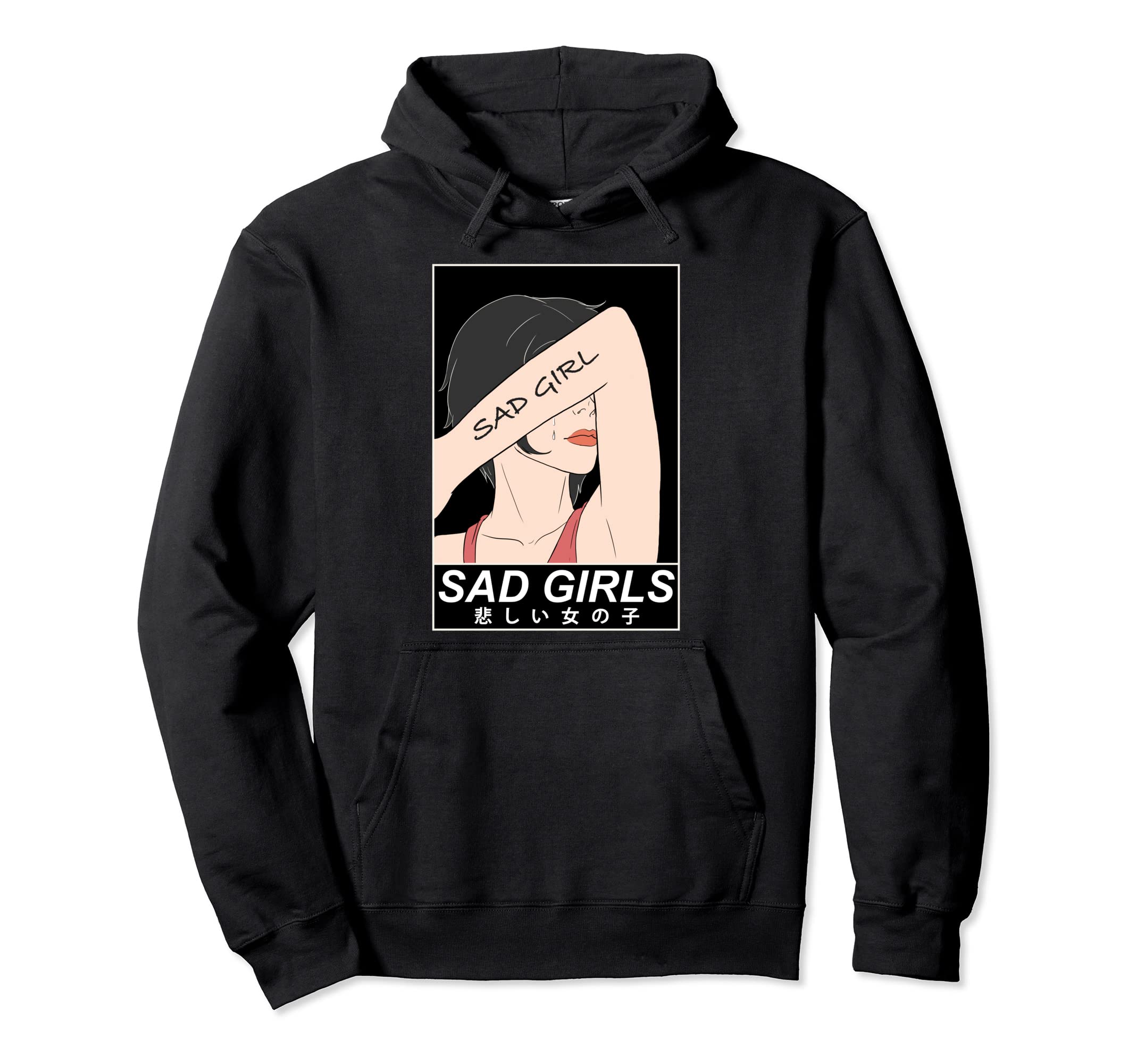 Sad Kanji Vaporwave Art Aesthetic Hoodie - Graphic Print Men Women - T-Shirt, Sweatshirt, Hoodie