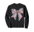 Checkered Baseball Bow Distressed Sweatshirt - Novelty Apparel for Adults - T-Shirt, Sweatshirt, Hoodie